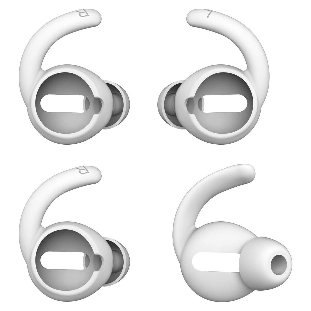 Ganchos de oído antideslizantes silicona para AirPods 1 y 2 - 2 pares blancos
