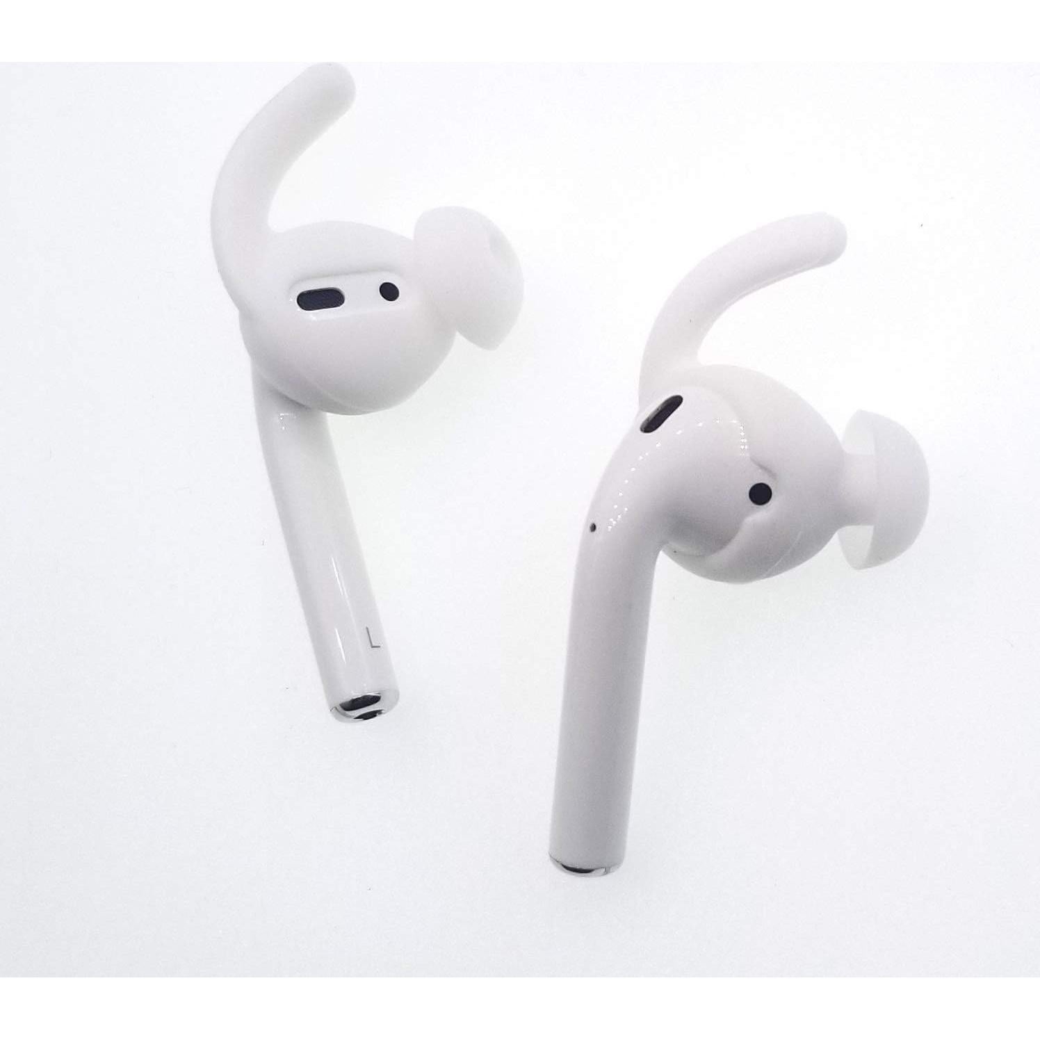 Ganchos de oído antideslizantes silicona para AirPods 1 y 2 - 2 pares blancos