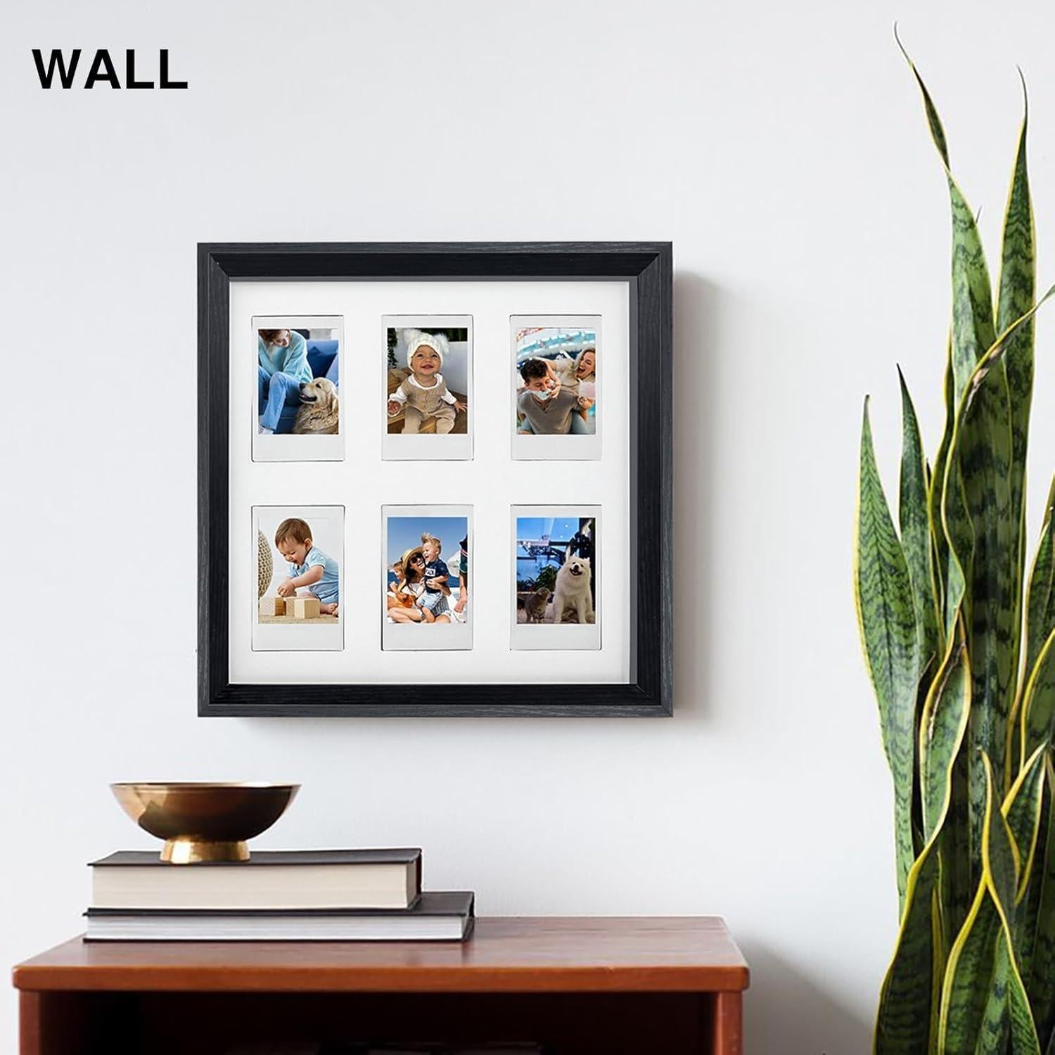 Marco de Madera CAIYOULE para 6 Fotos Instax Mini 5.4x8.6cm Negro