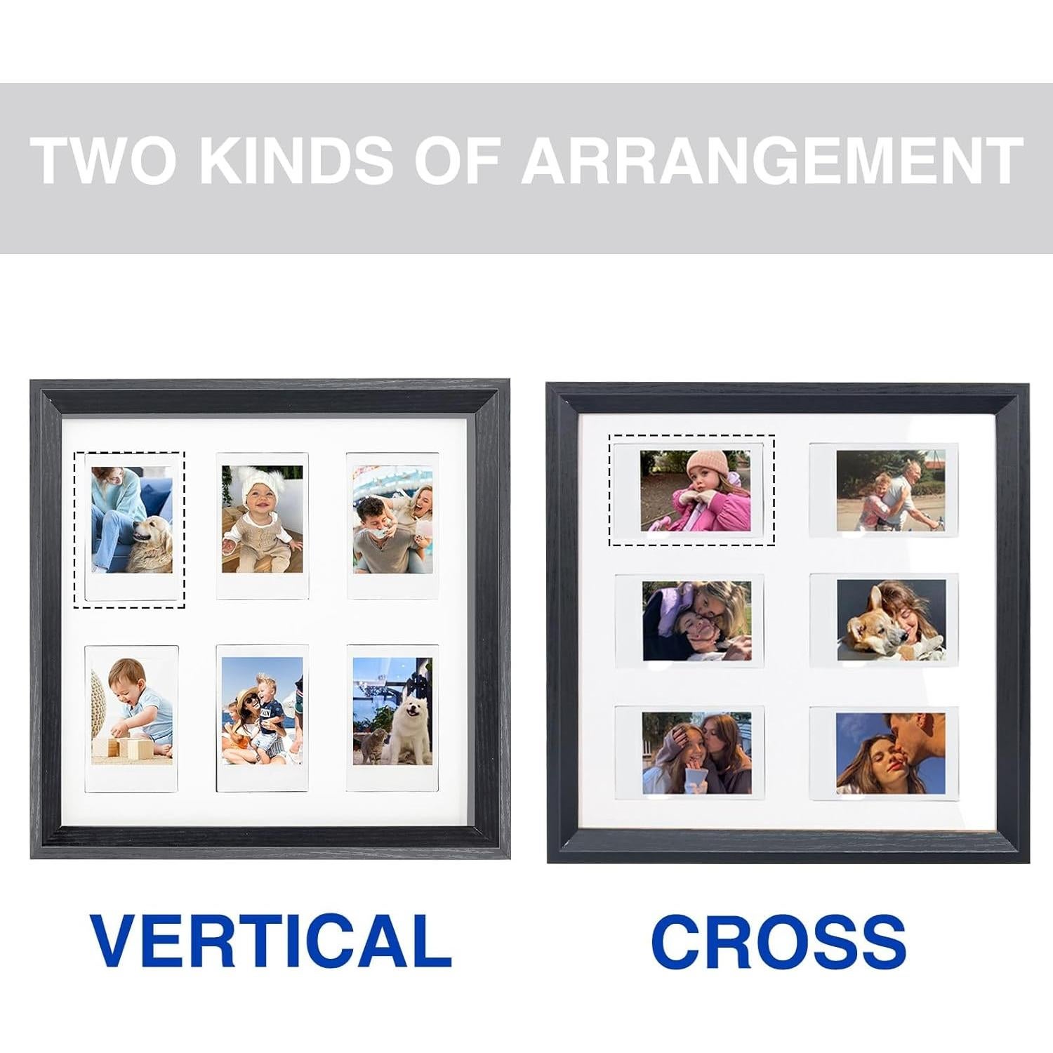 Marco de Madera CAIYOULE para 6 Fotos Instax Mini 5.4x8.6cm Negro