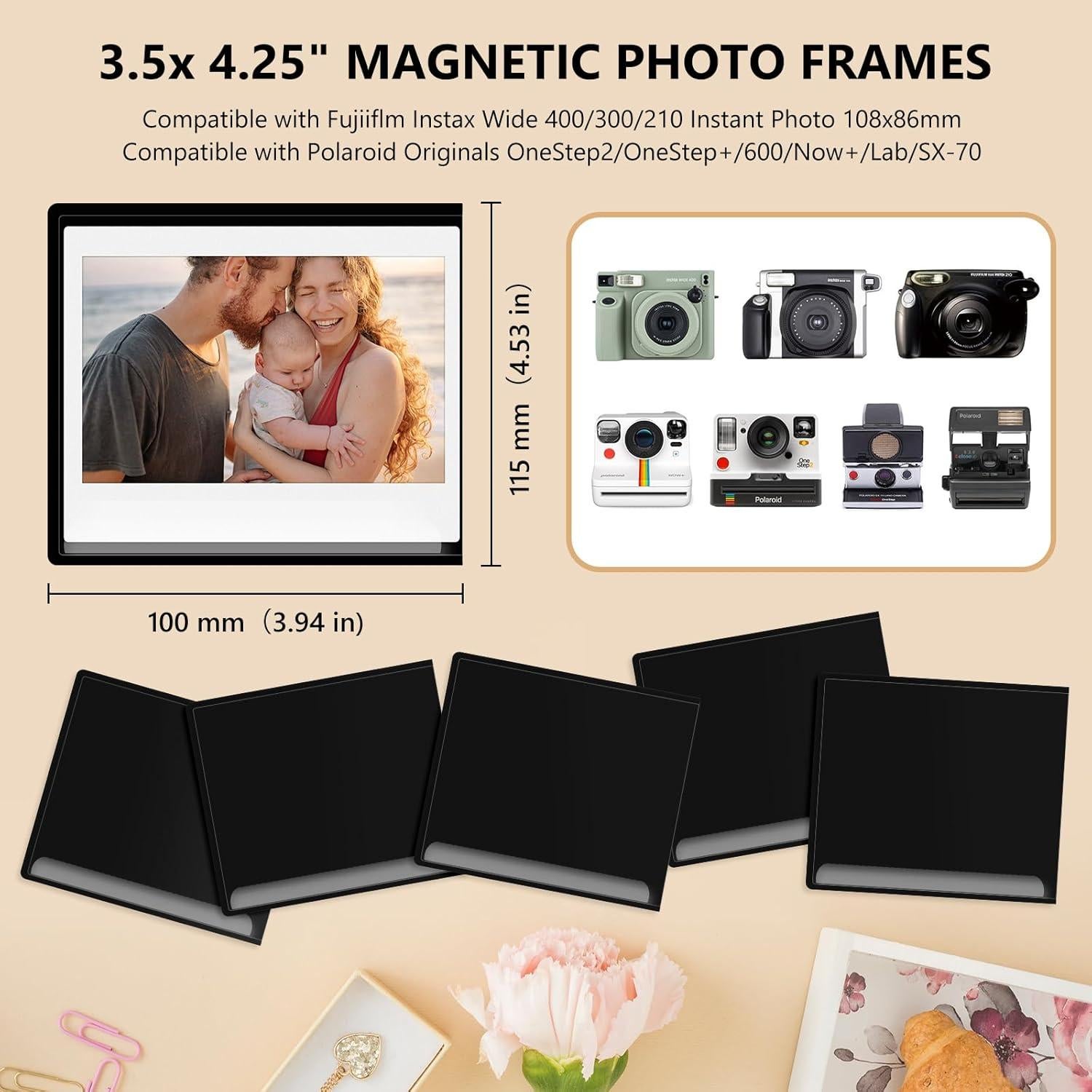 Paquete de 5 Marcos de Fotos Magnéticos HIYQIN para Instax Wide