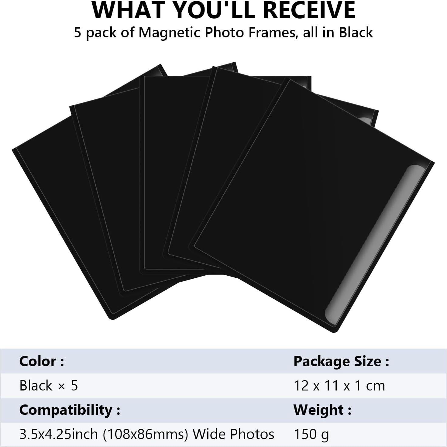 Paquete de 5 Marcos de Fotos Magnéticos HIYQIN para Instax Wide