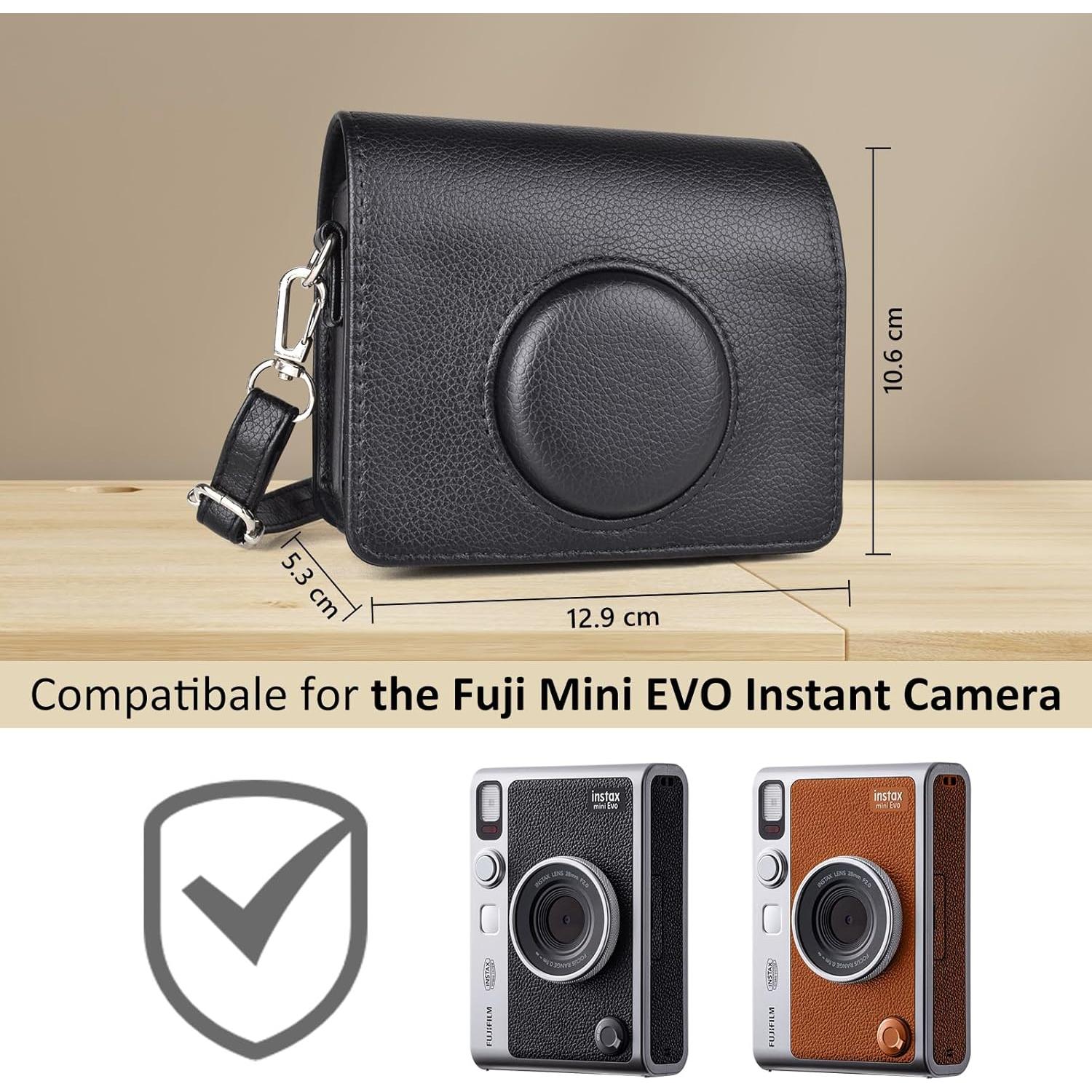 Funda de Cuero PU MUZIRI KINOKOO para Instax Mini EVO - Negro
