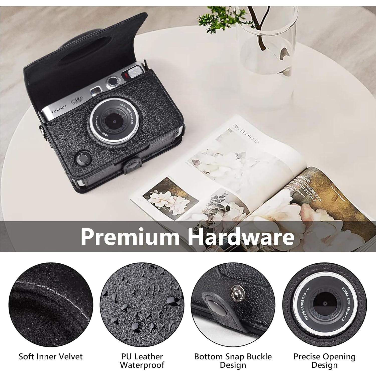 Funda de Cuero PU MUZIRI KINOKOO para Instax Mini EVO - Negro