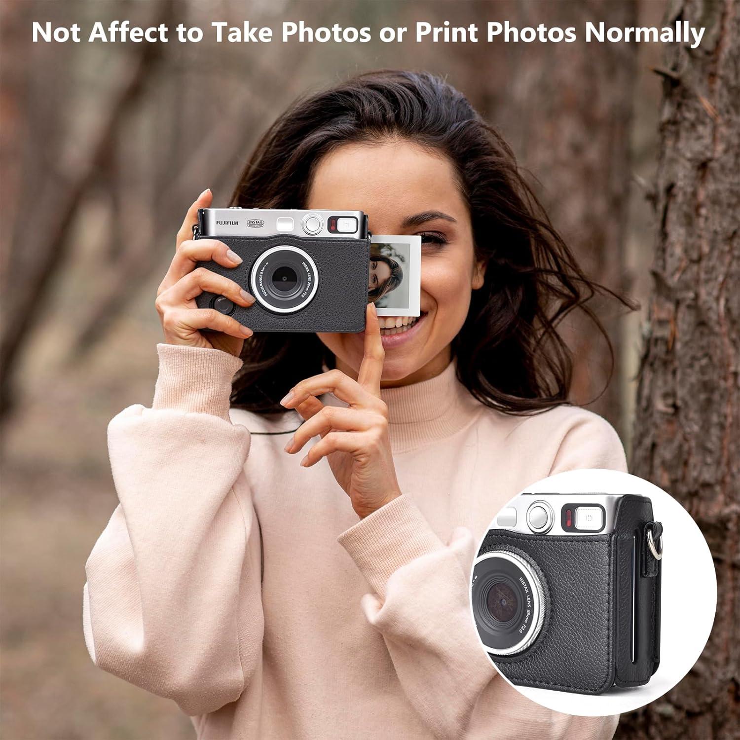 Funda de Cuero PU MUZIRI KINOKOO para Instax Mini EVO - Negro