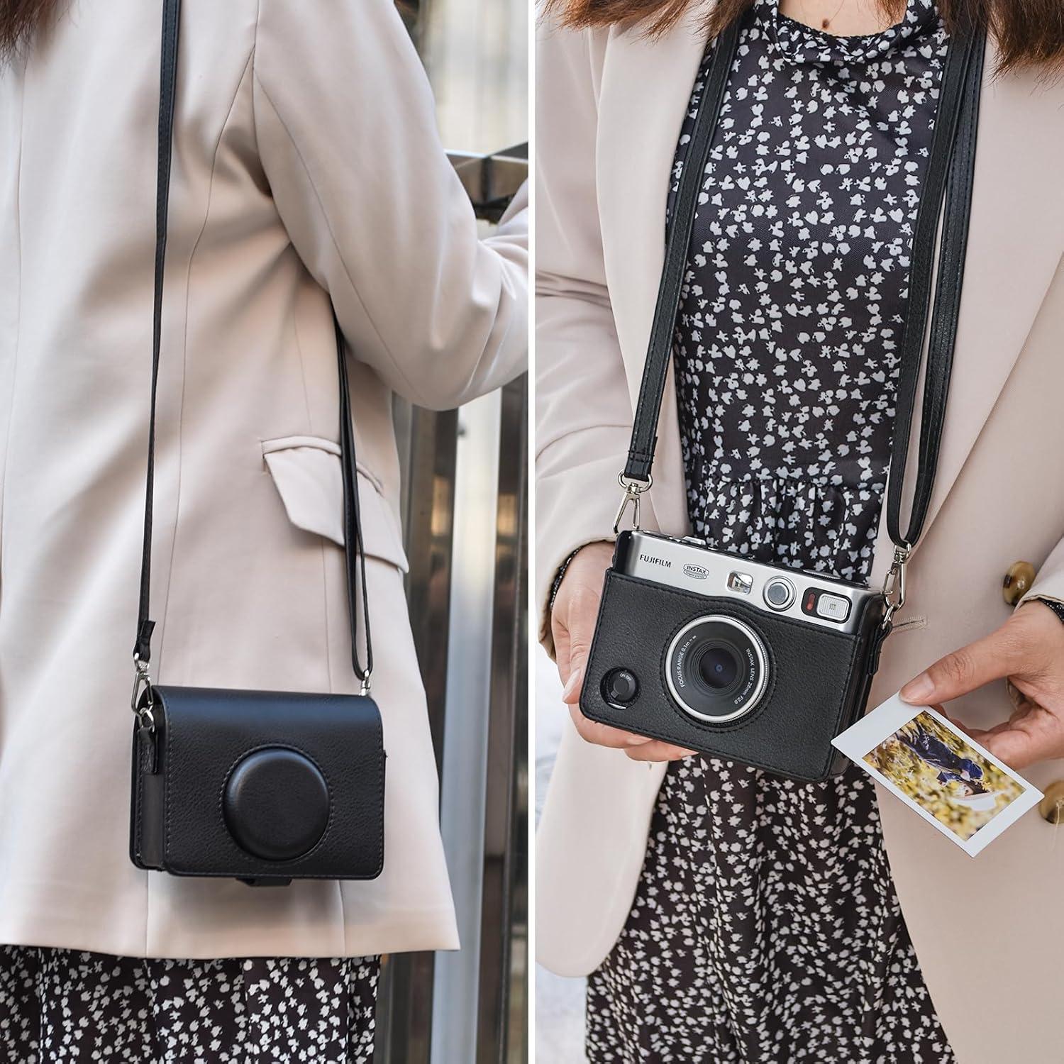 Funda de Cuero PU MUZIRI KINOKOO para Instax Mini EVO - Negro