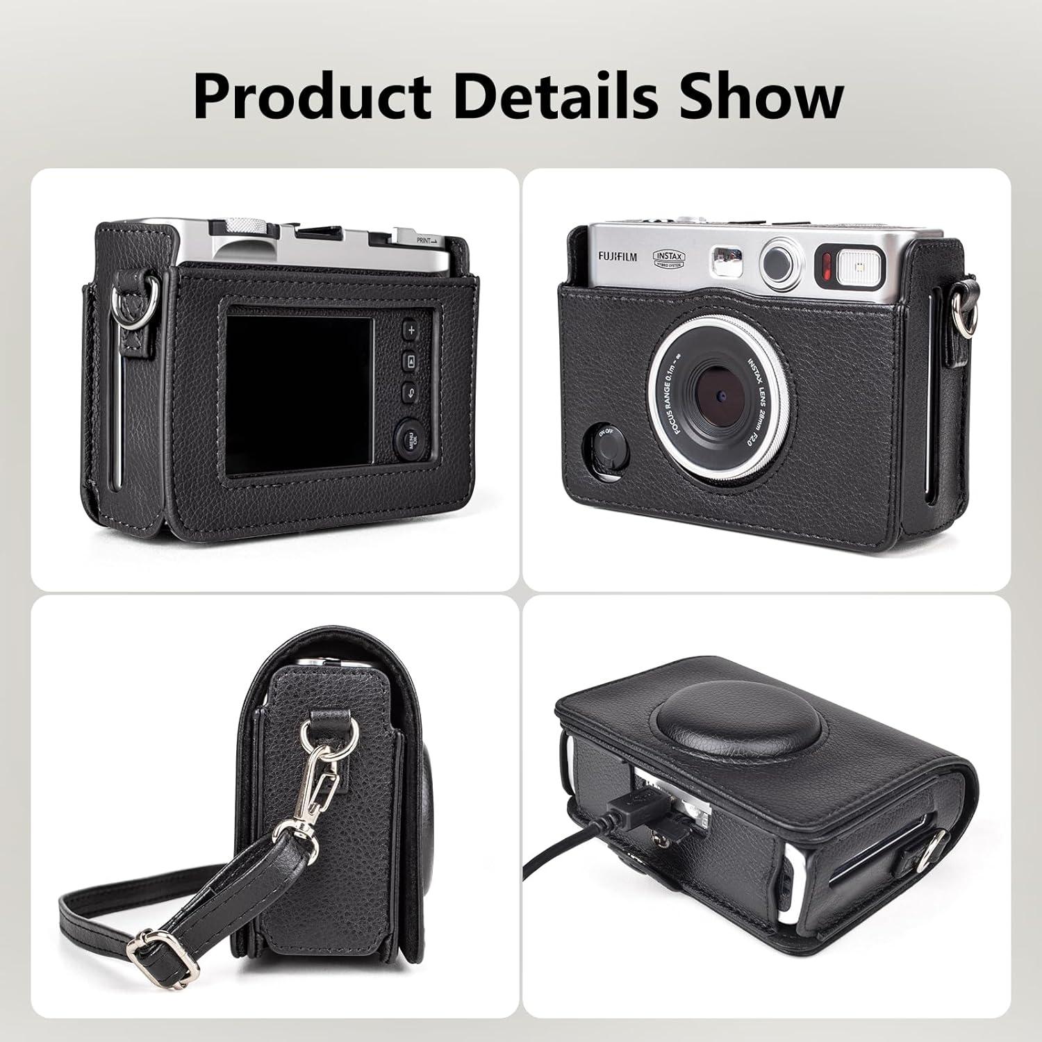 Funda de Cuero PU MUZIRI KINOKOO para Instax Mini EVO - Negro