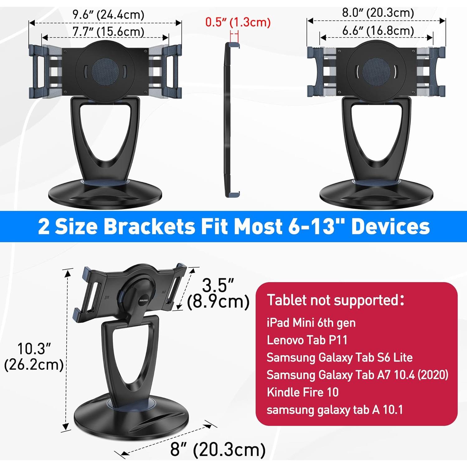 Soporte Ajustable para Tablet DeskLogics TS-8B - 6 a 13 pulgadas - Negro