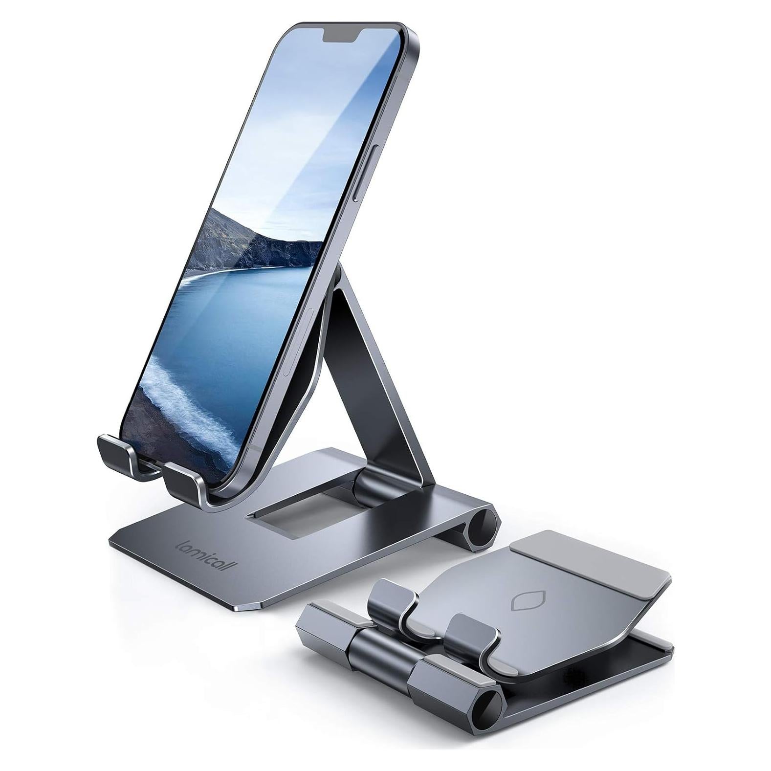 Soporte de Teléfono Ajustable Lamicall de Aluminio Gris 10-28 cm