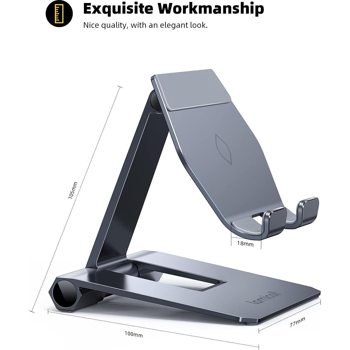 Soporte de Teléfono Ajustable Lamicall de Aluminio Gris 10-28 cm