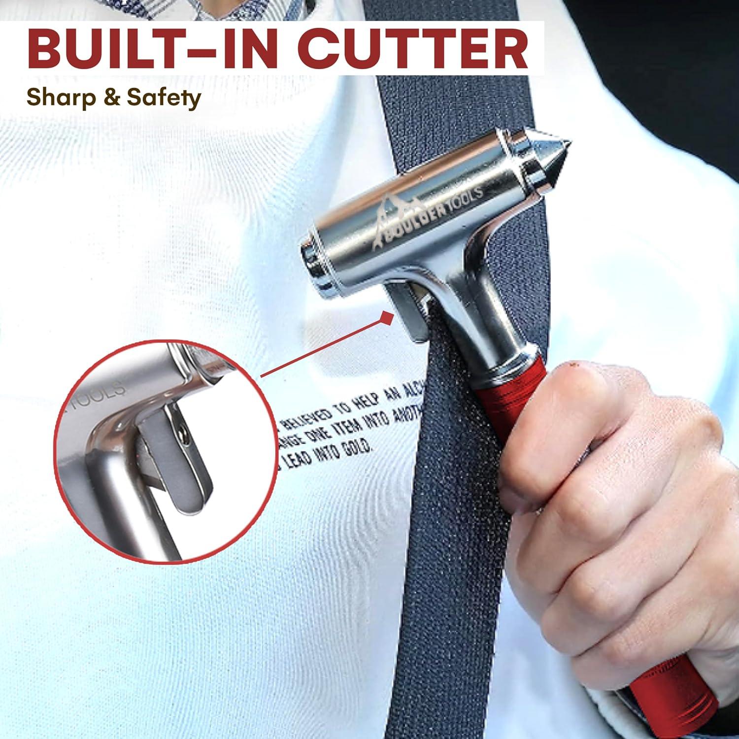 Martillo de Seguridad Boulder Tools - Rompe Ventanas y Cortador de Cinturón - Emergencia Coche