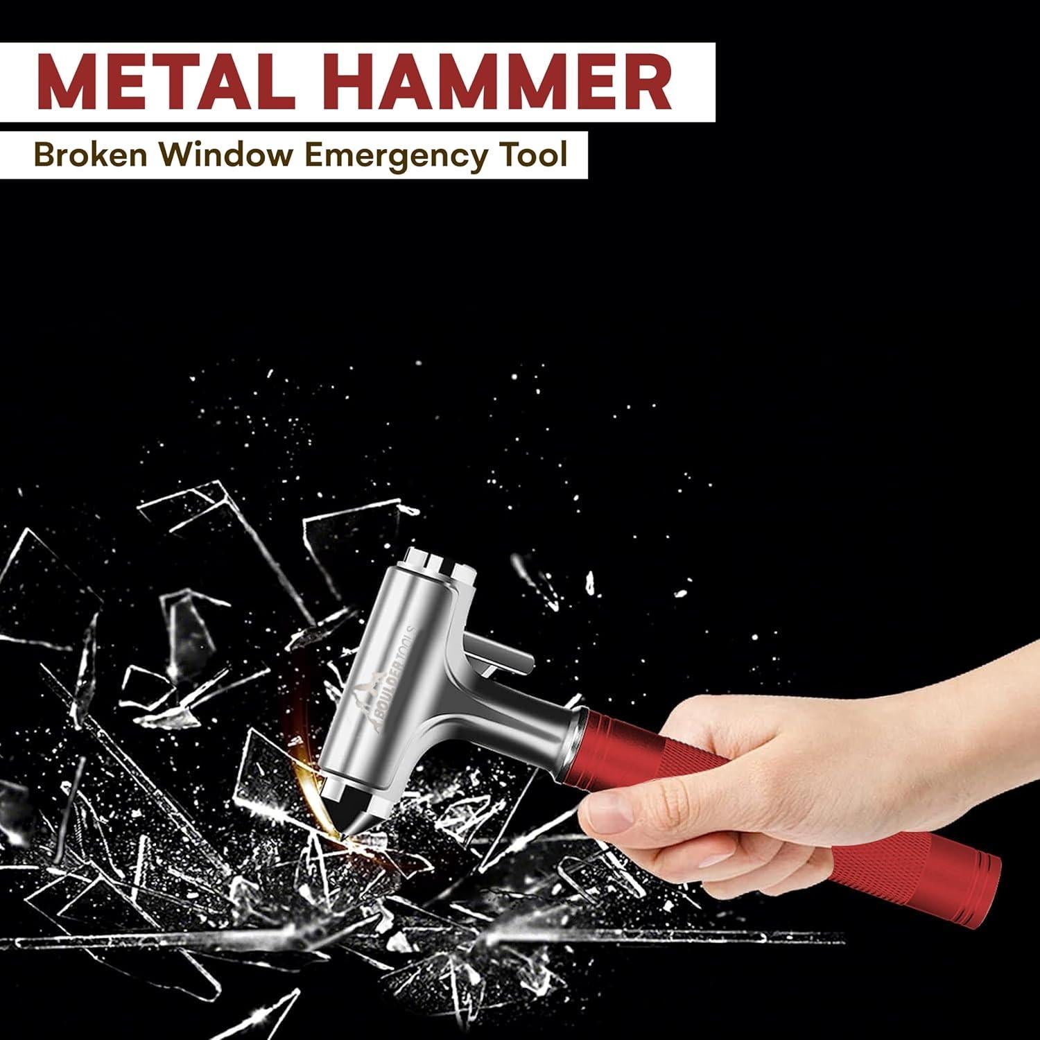 Martillo de Seguridad Boulder Tools - Rompe Ventanas y Cortador de Cinturón - Emergencia Coche