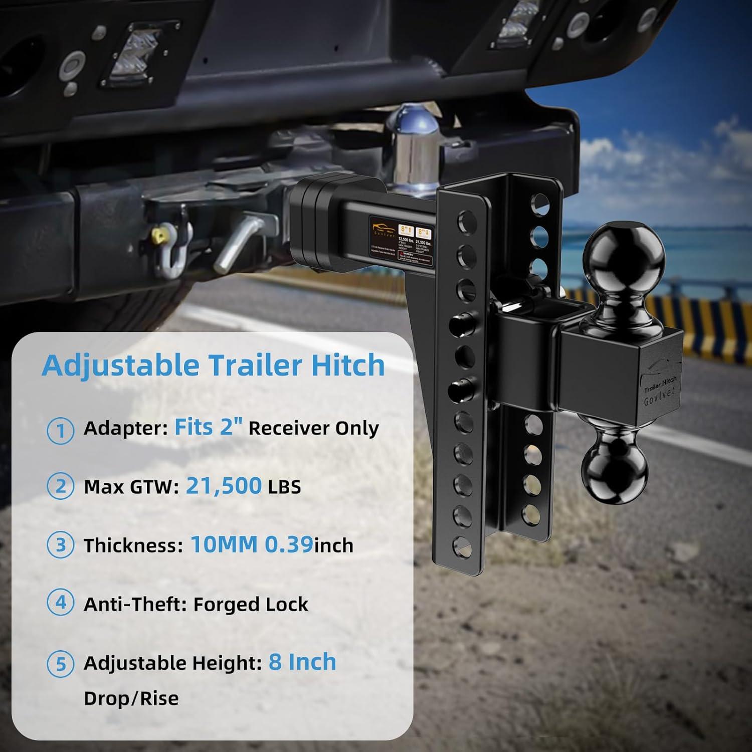 Enganche de Remolque Ajustable Govlvet 9,752 kg - Doble Bola 2" y 2-5/16"
