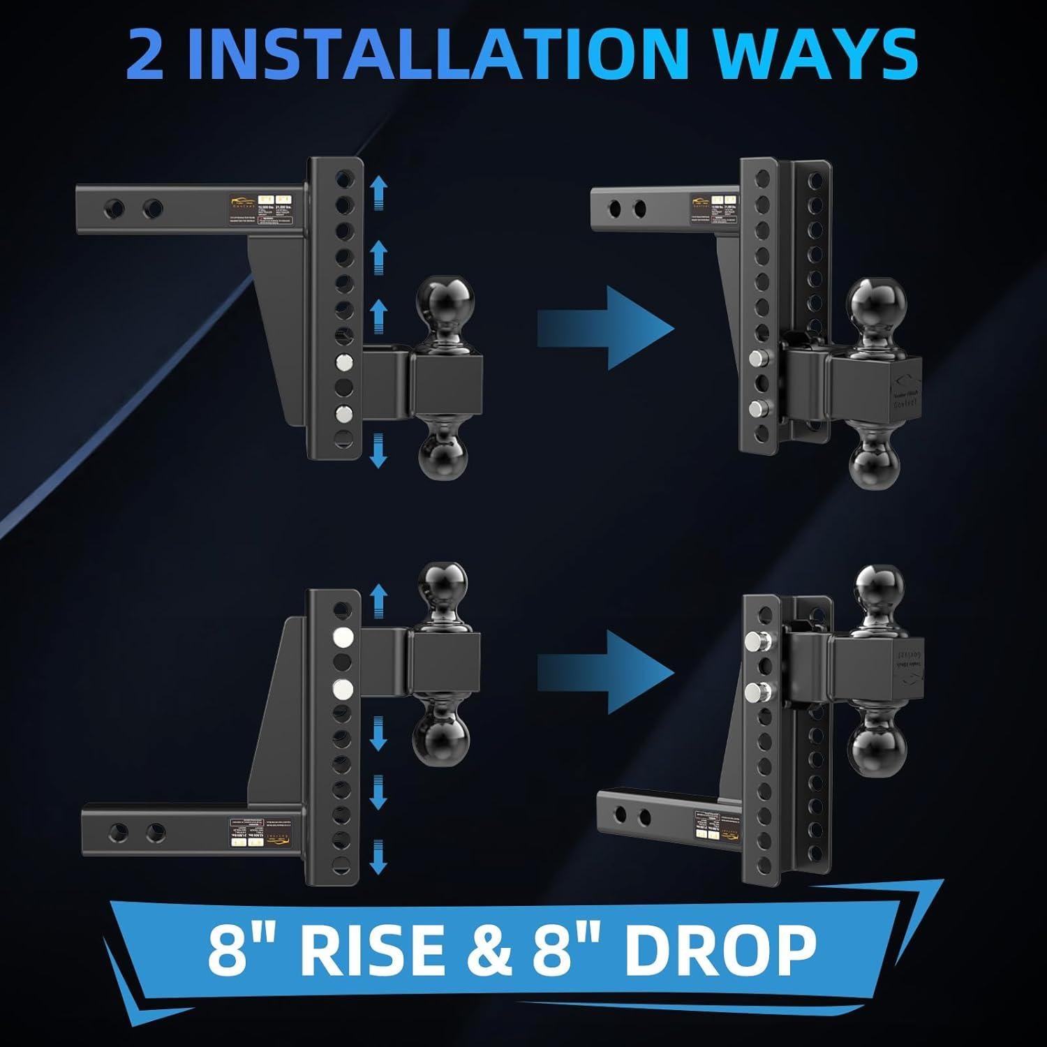 Enganche de Remolque Ajustable Govlvet 9,752 kg - Doble Bola 2" y 2-5/16"