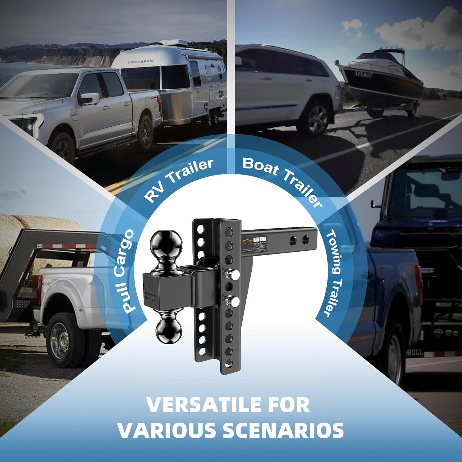 Enganche de Remolque Ajustable Govlvet 9,752 kg - Doble Bola 2" y 2-5/16"