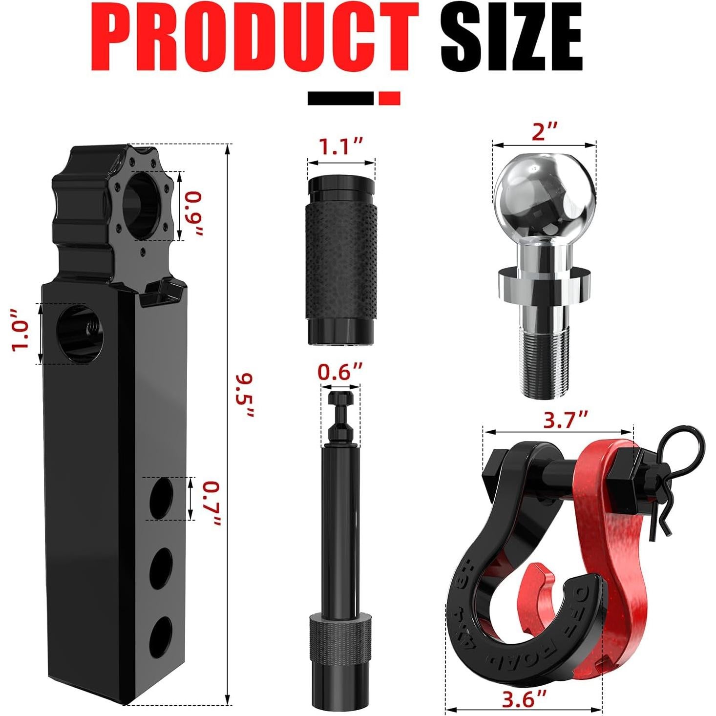 Soporte de bola de remolque AUTOBOTS 2" con gancho 3/4" rojo