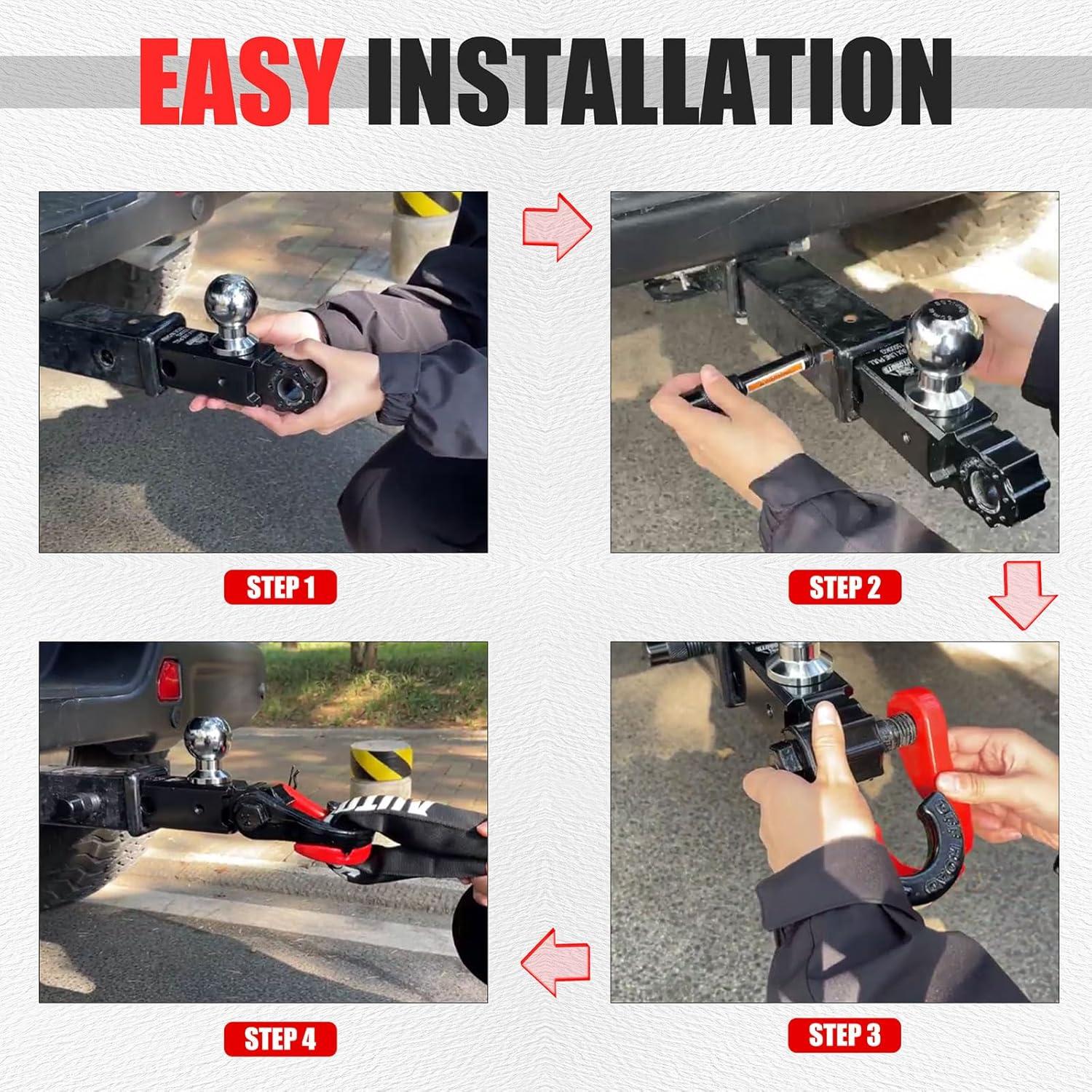 Soporte de bola de remolque AUTOBOTS 2" con gancho 3/4" rojo