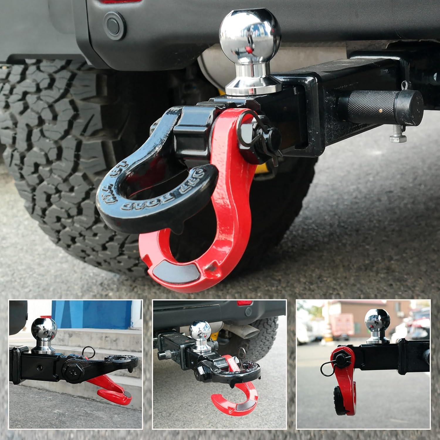 Soporte de bola de remolque AUTOBOTS 2" con gancho 3/4" rojo