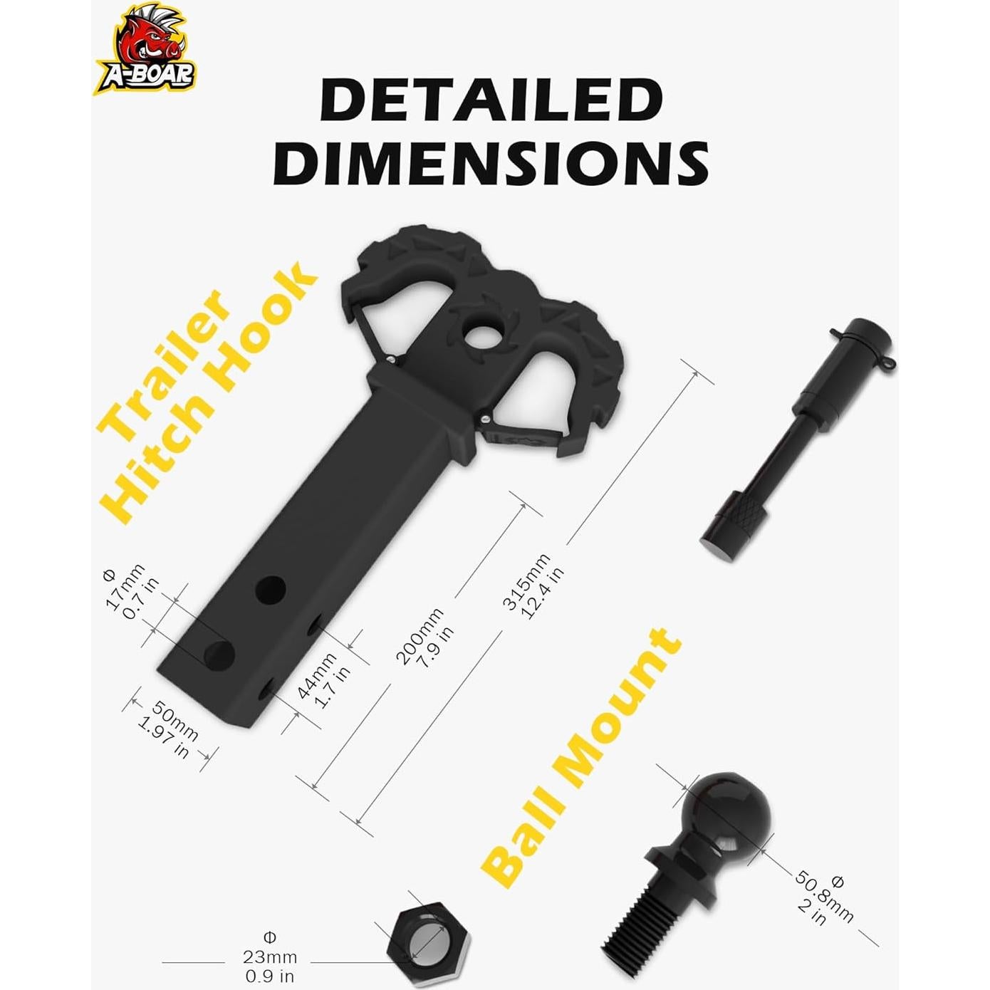 Escalón de Enganche A-BOAR 2" Negro 14 Toneladas