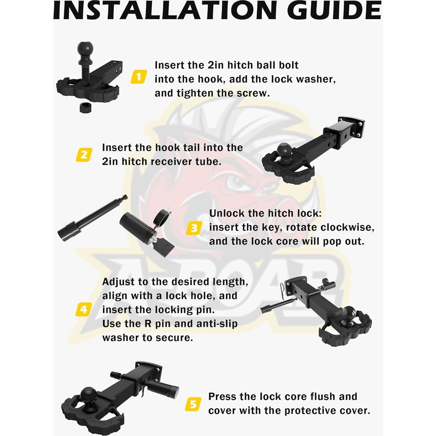 Escalón de Enganche A-BOAR 2" Negro 14 Toneladas
