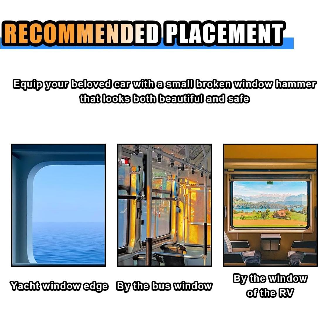 Martillo de Seguridad KITUREK 2pcs para Automóvil - Escape Emergencia
