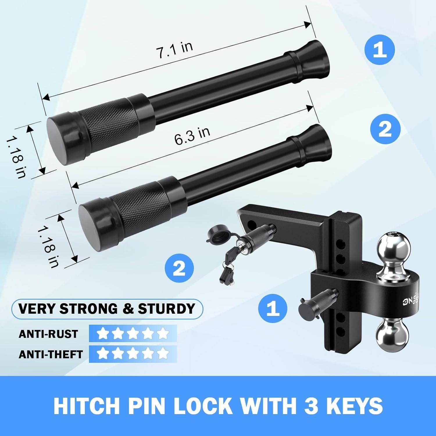Enganche de Remolque Ajustable Onsski 6" para Camión Aluminio