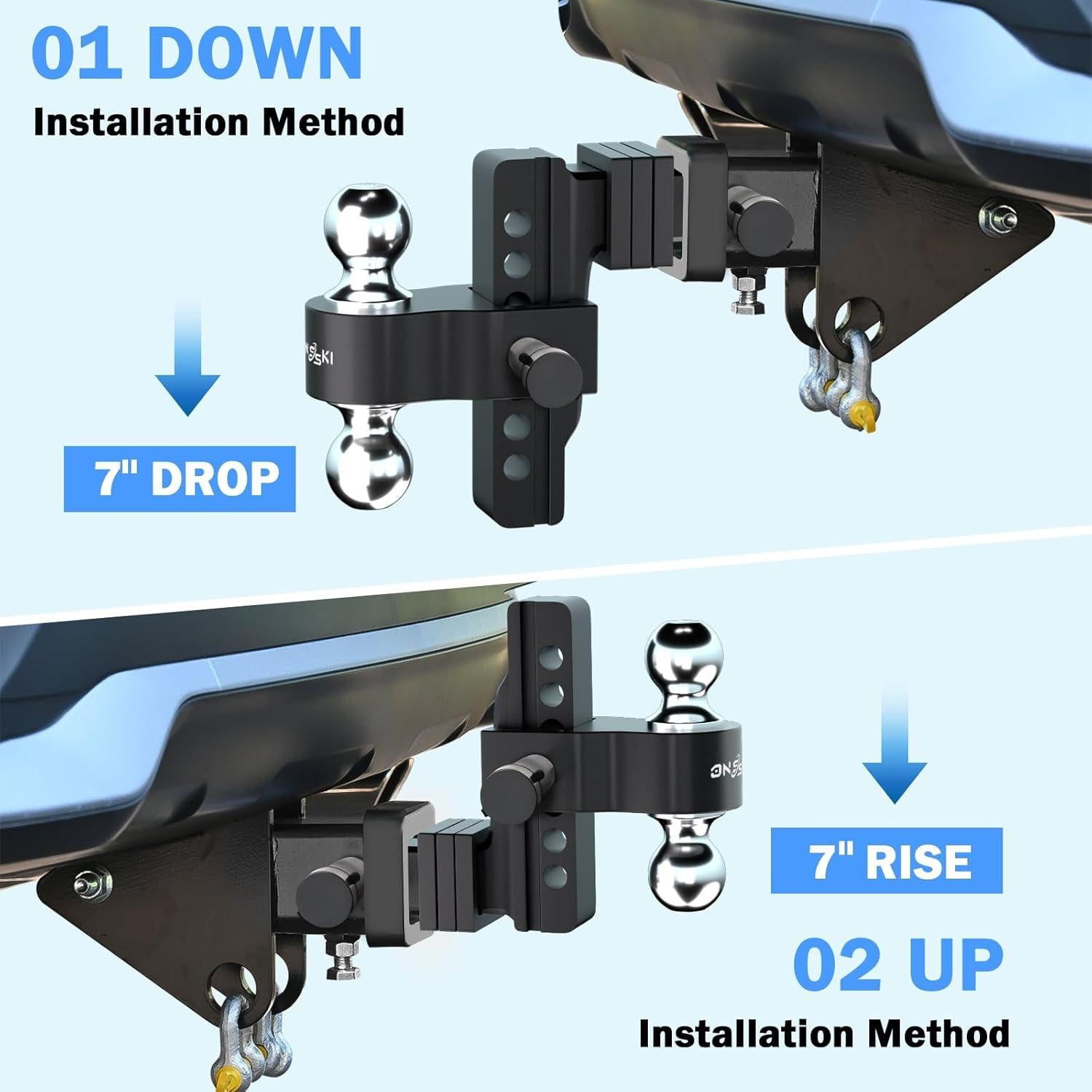 Enganche de Remolque Ajustable Onsski 6" para Camión Aluminio