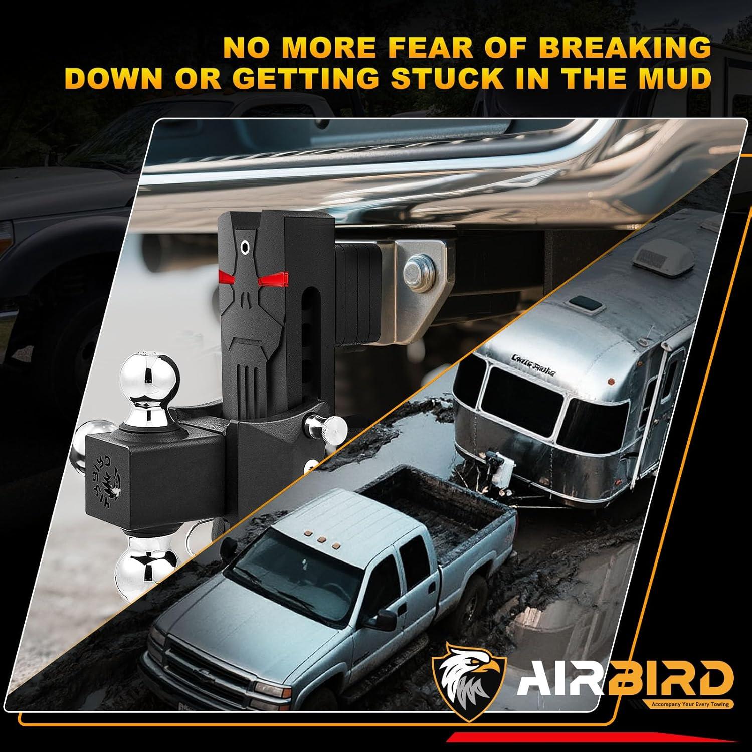 Enganche de Remolque Ajustable Airbird 5" con Pasador Antirrobo