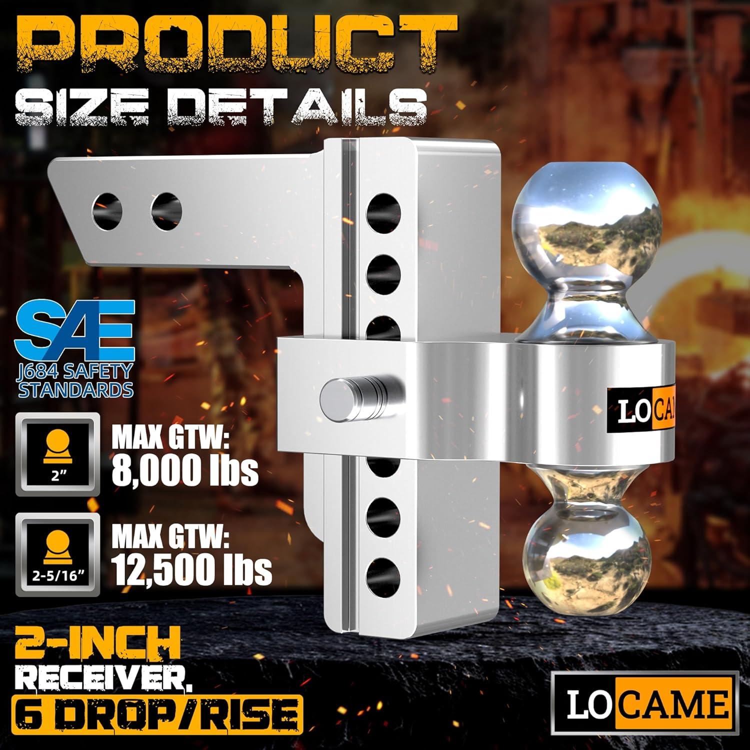 Enganche de Remolque Ajustable LOCAME 6" Aluminio 5,670 kg