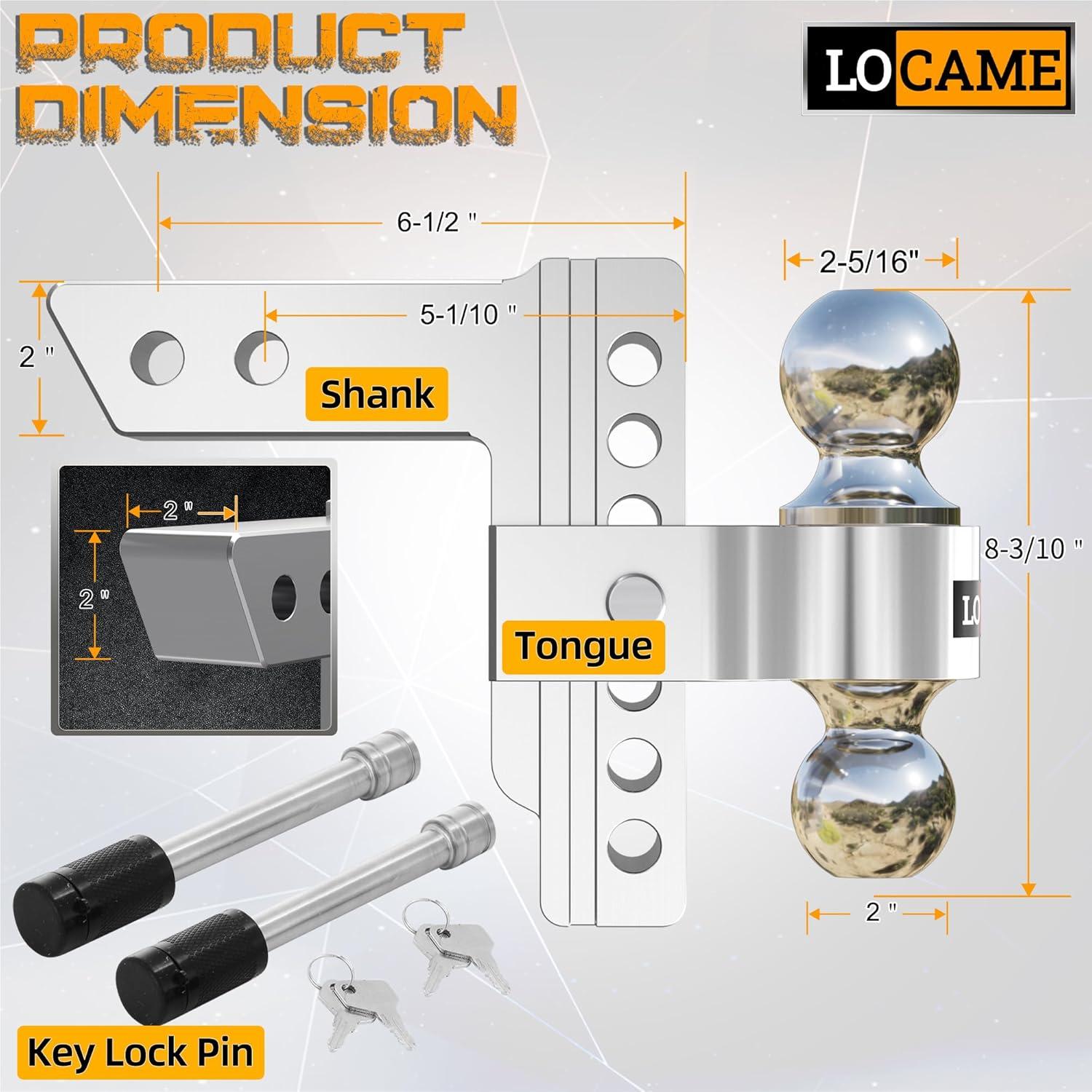 Enganche de Remolque Ajustable LOCAME 6" Aluminio 5,670 kg