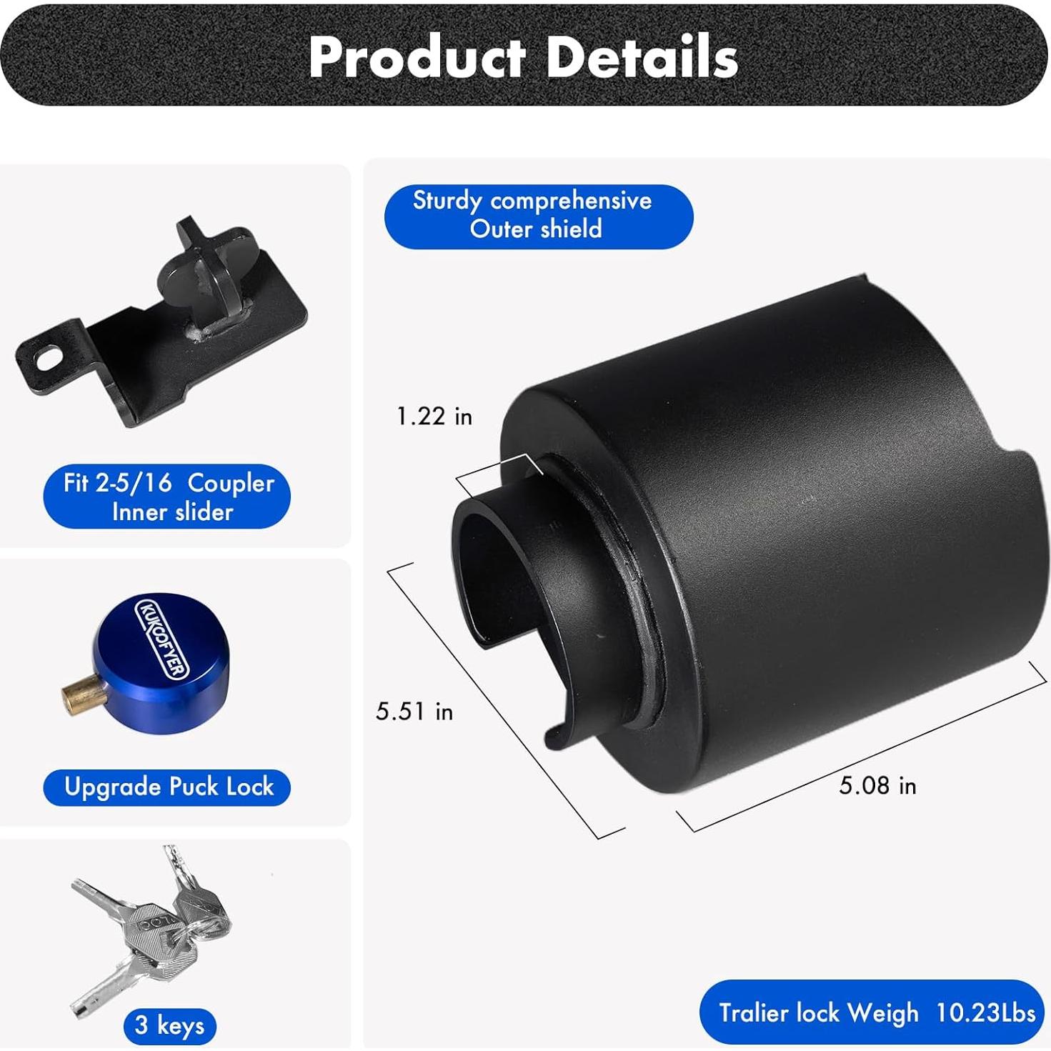 Candado de Remolque Kukoofyer TCS-1 Acero Alta Resistencia