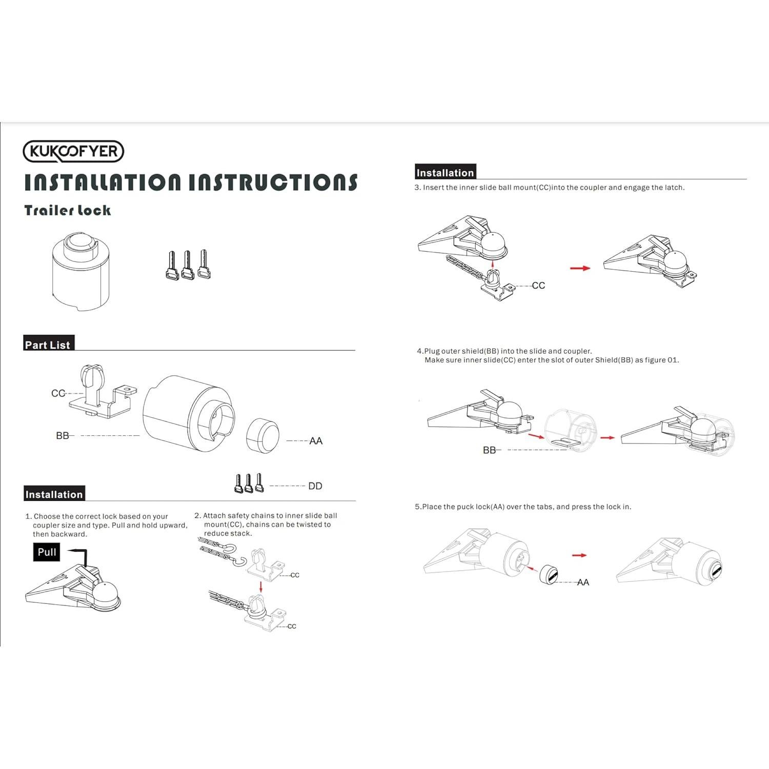 Candado de Remolque Kukoofyer TCS-1 Acero Alta Resistencia