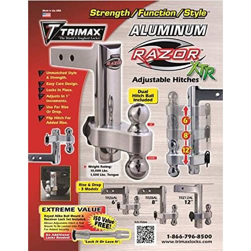 Enganche Ajustable Trimax TRZ12AL 30.48 cm Aluminio Doble Bola