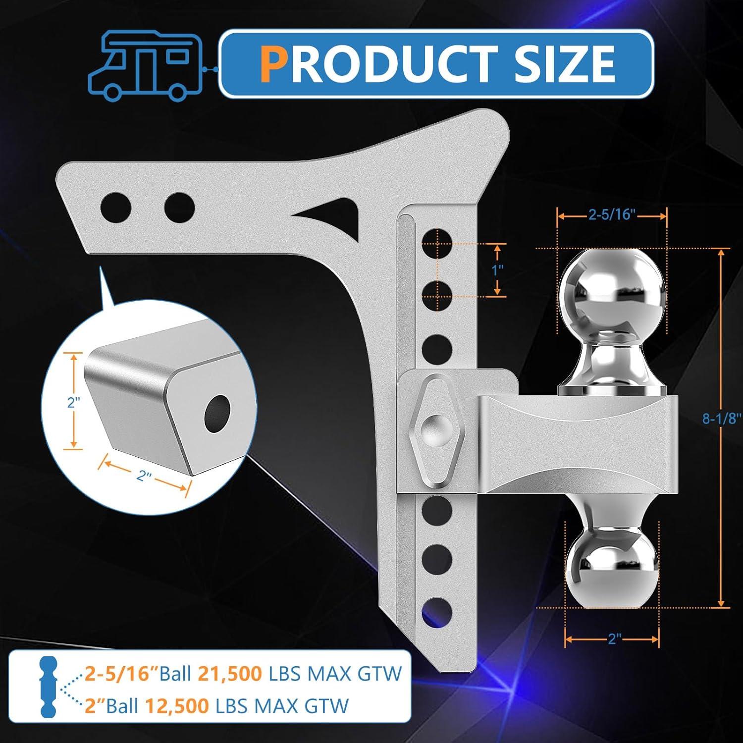Enganche de Remolque Ajustable Tlvuvmo 8 Pulgadas 21500 LBS