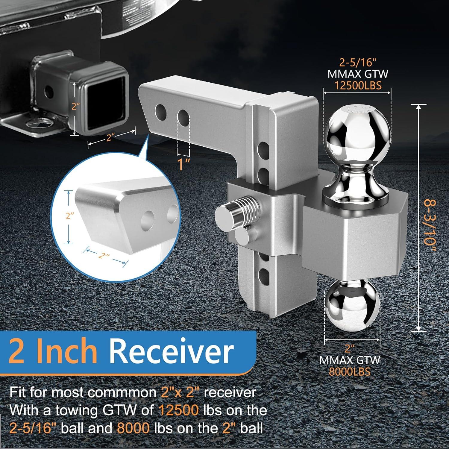 Enganche de Remolque Ajustable Tlvuvmo 6" 12500 LBS Aluminio