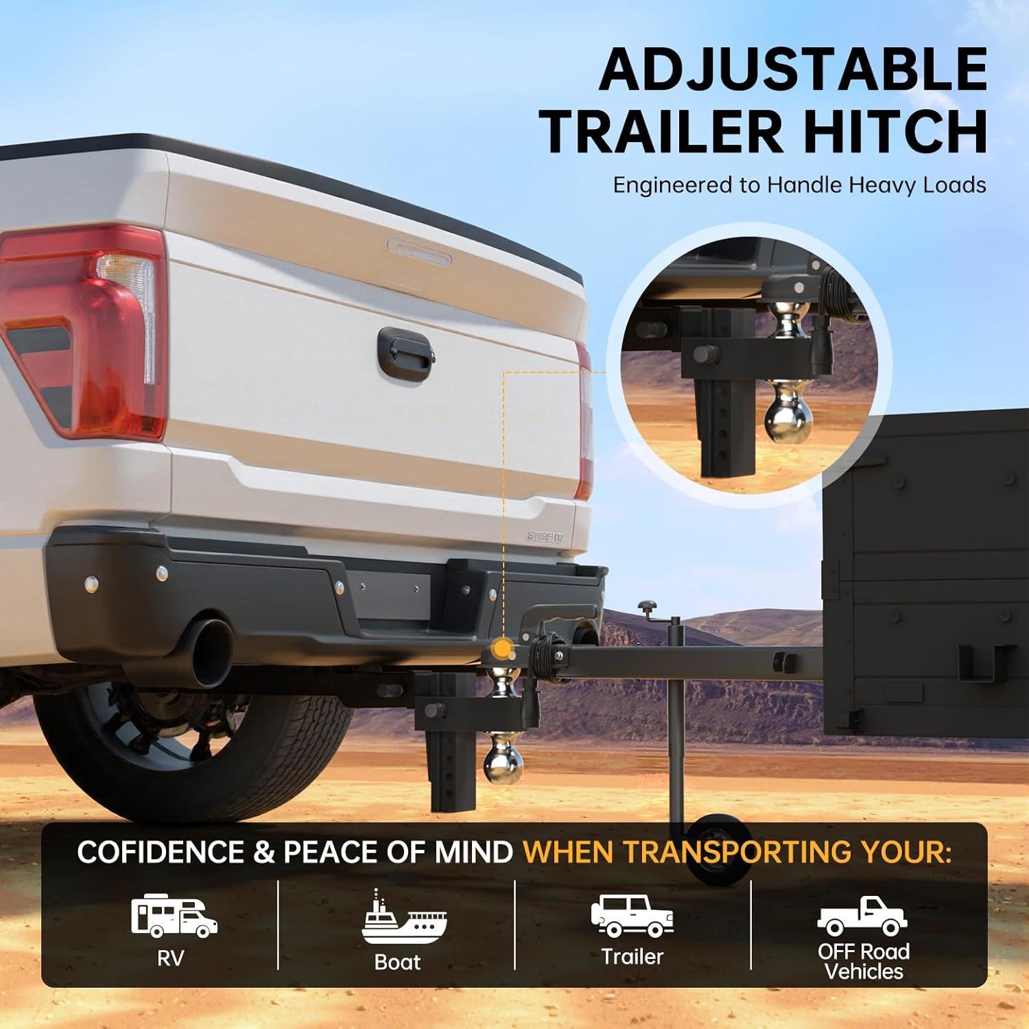 Enganche de Remolque Ajustable Hiqufet 12000 LBS 2" y 2-5/16"