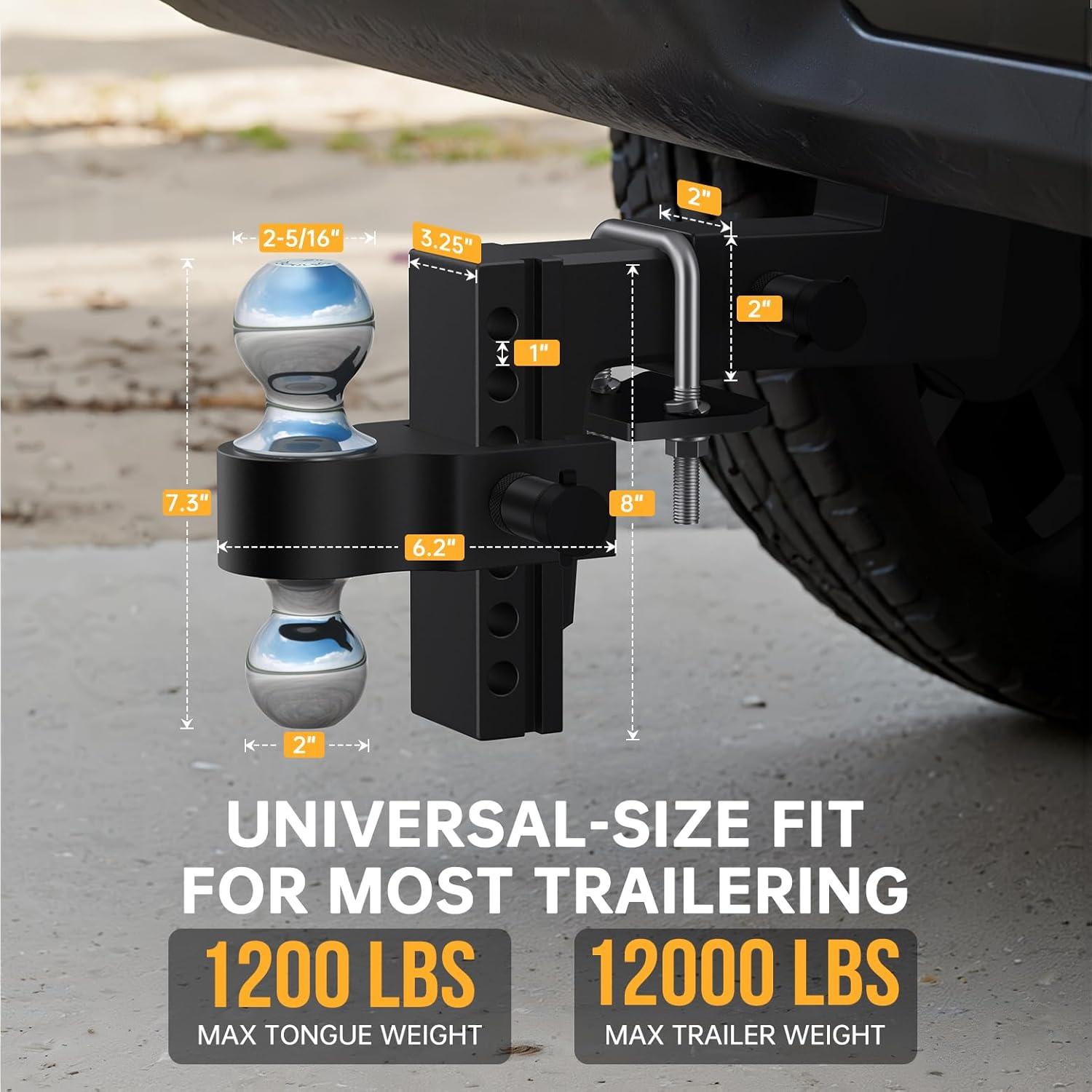 Enganche de Remolque Ajustable Hiqufet 12000 LBS 2" y 2-5/16"
