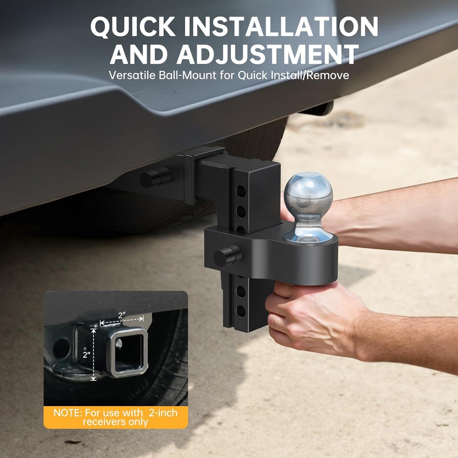 Enganche de Remolque Ajustable Hiqufet 12000 LBS 2" y 2-5/16"