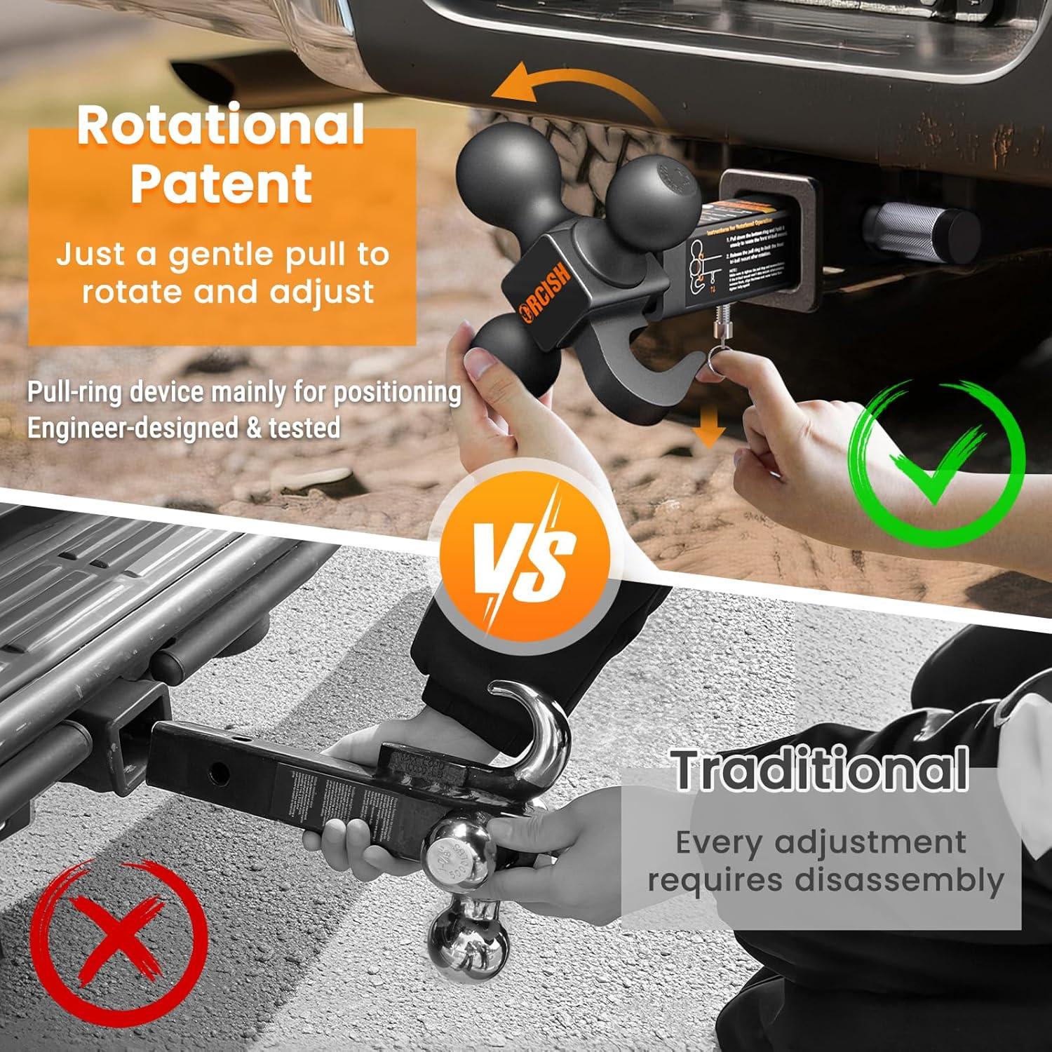 Enganche de Remolque Giratorio 360° ORCISH BM - 3 Bolas