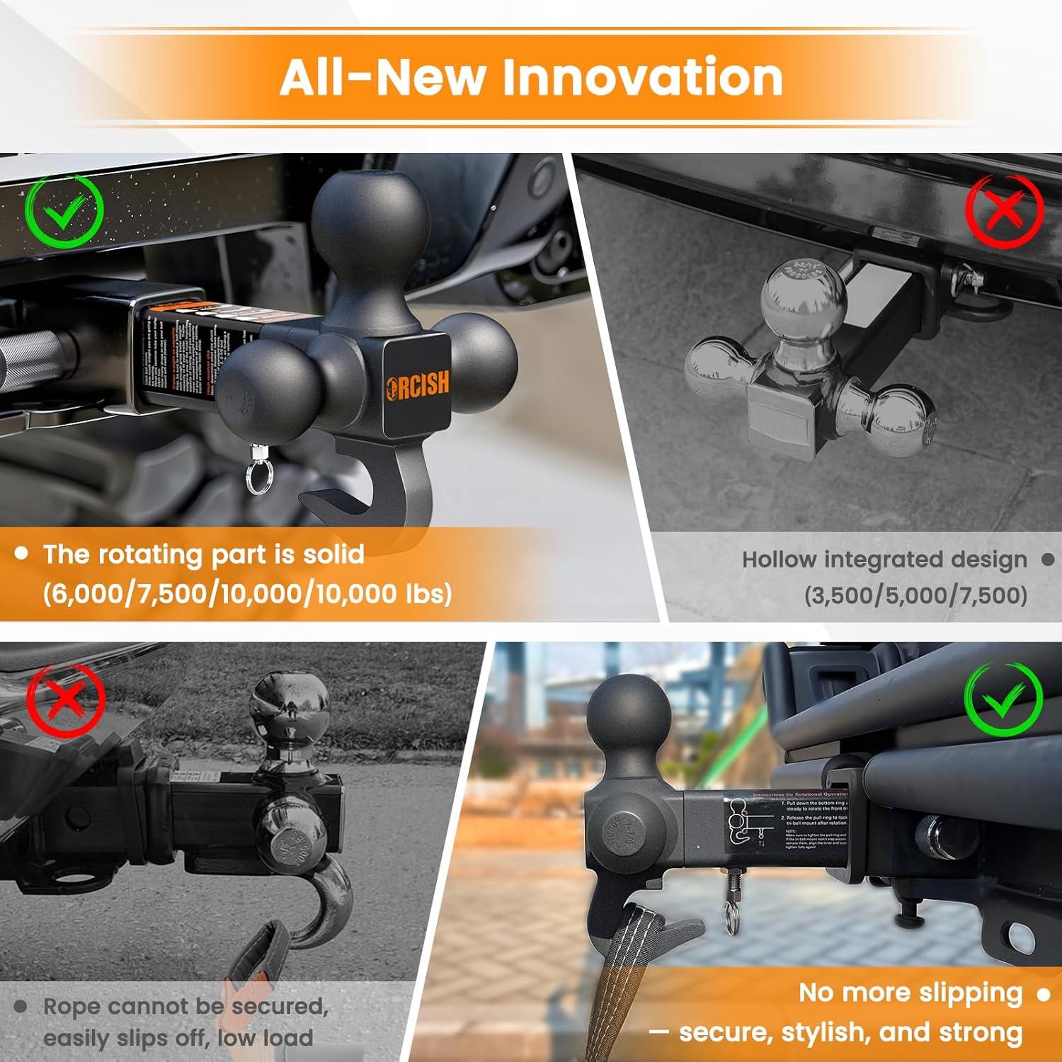 Enganche de Remolque Giratorio 360° ORCISH BM - 3 Bolas