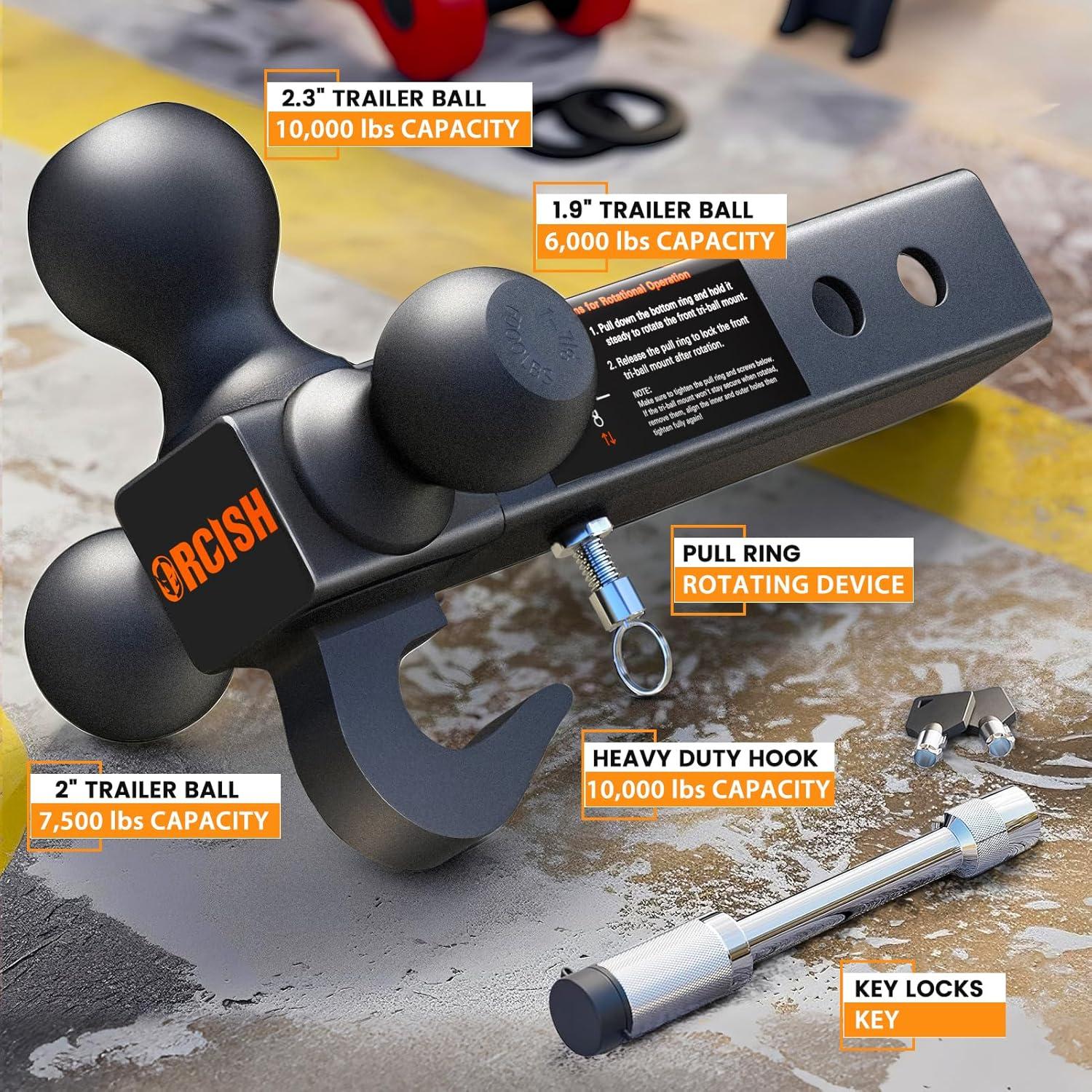 Enganche de Remolque Giratorio 360° ORCISH BM - 3 Bolas