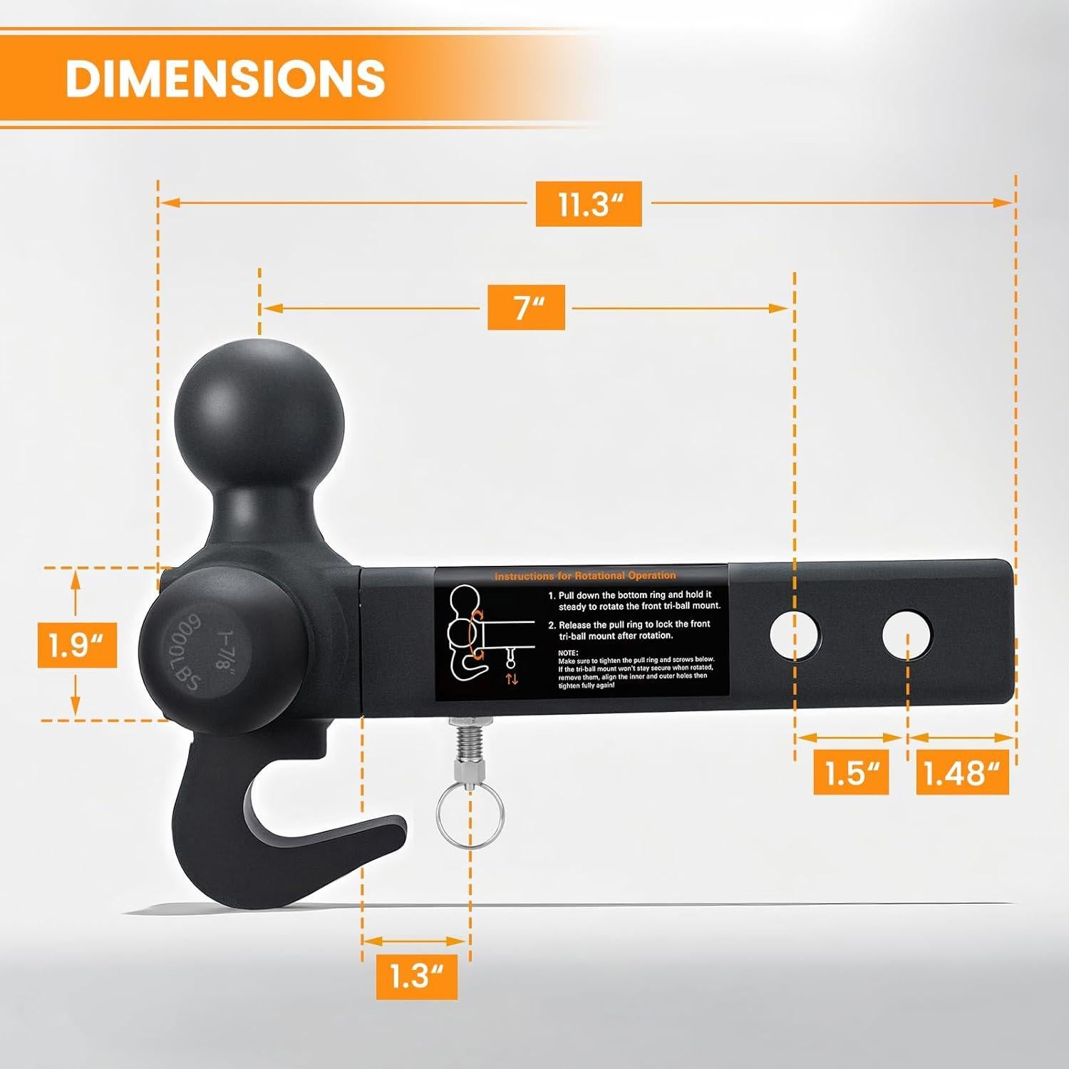 Enganche de Remolque Giratorio 360° ORCISH BM - 3 Bolas