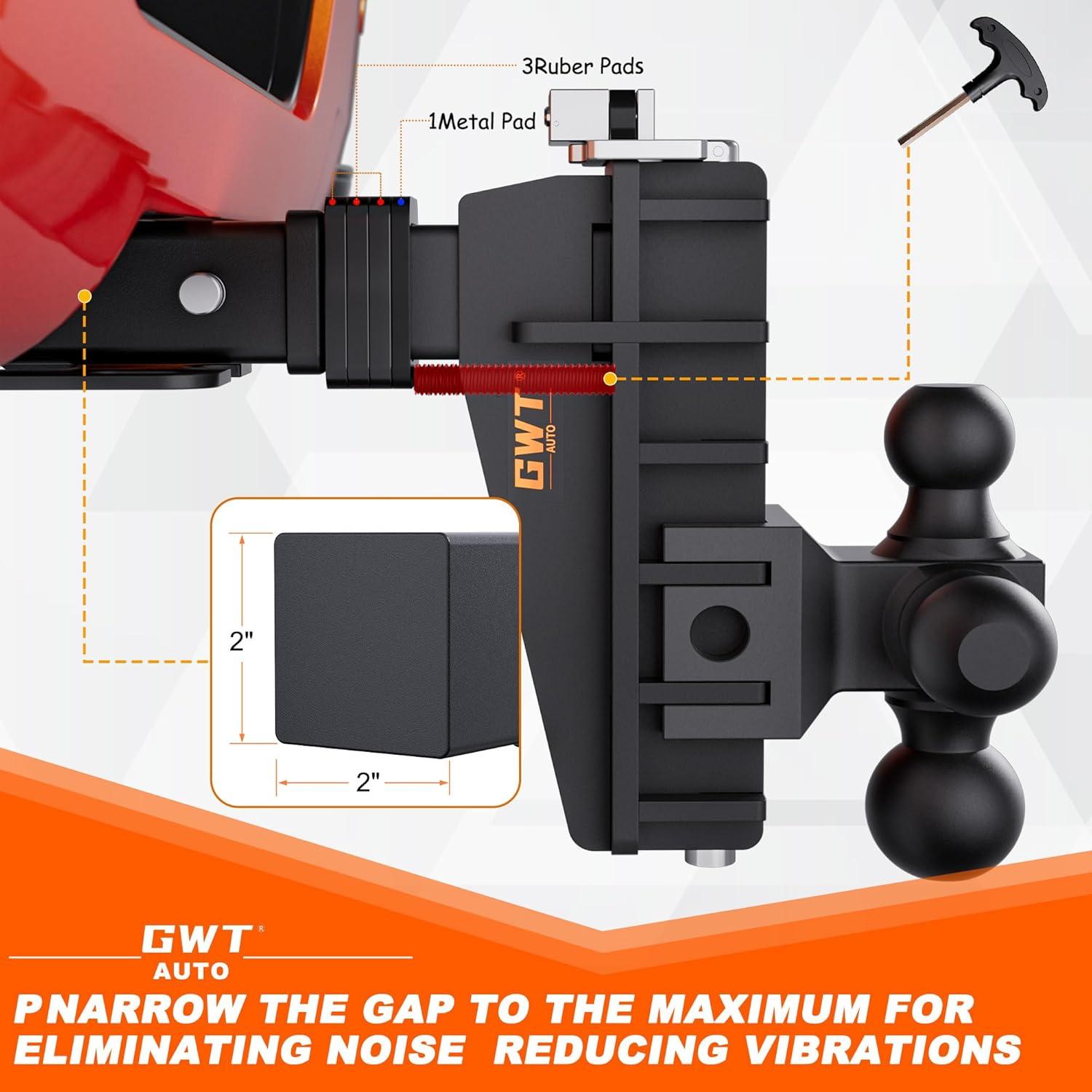 Enganche de Remolque Ajustable GWTAUTO GA17 6" Caída Tri-Bola