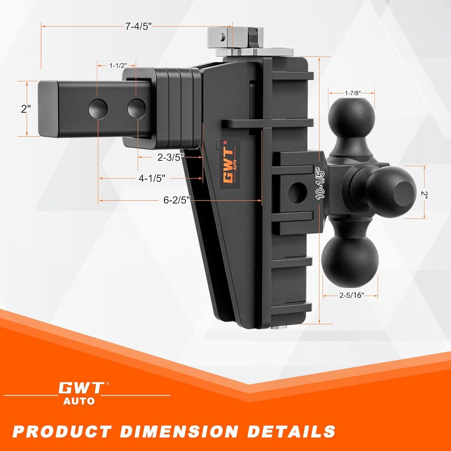 Enganche de Remolque Ajustable GWTAUTO GA17 6" Caída Tri-Bola