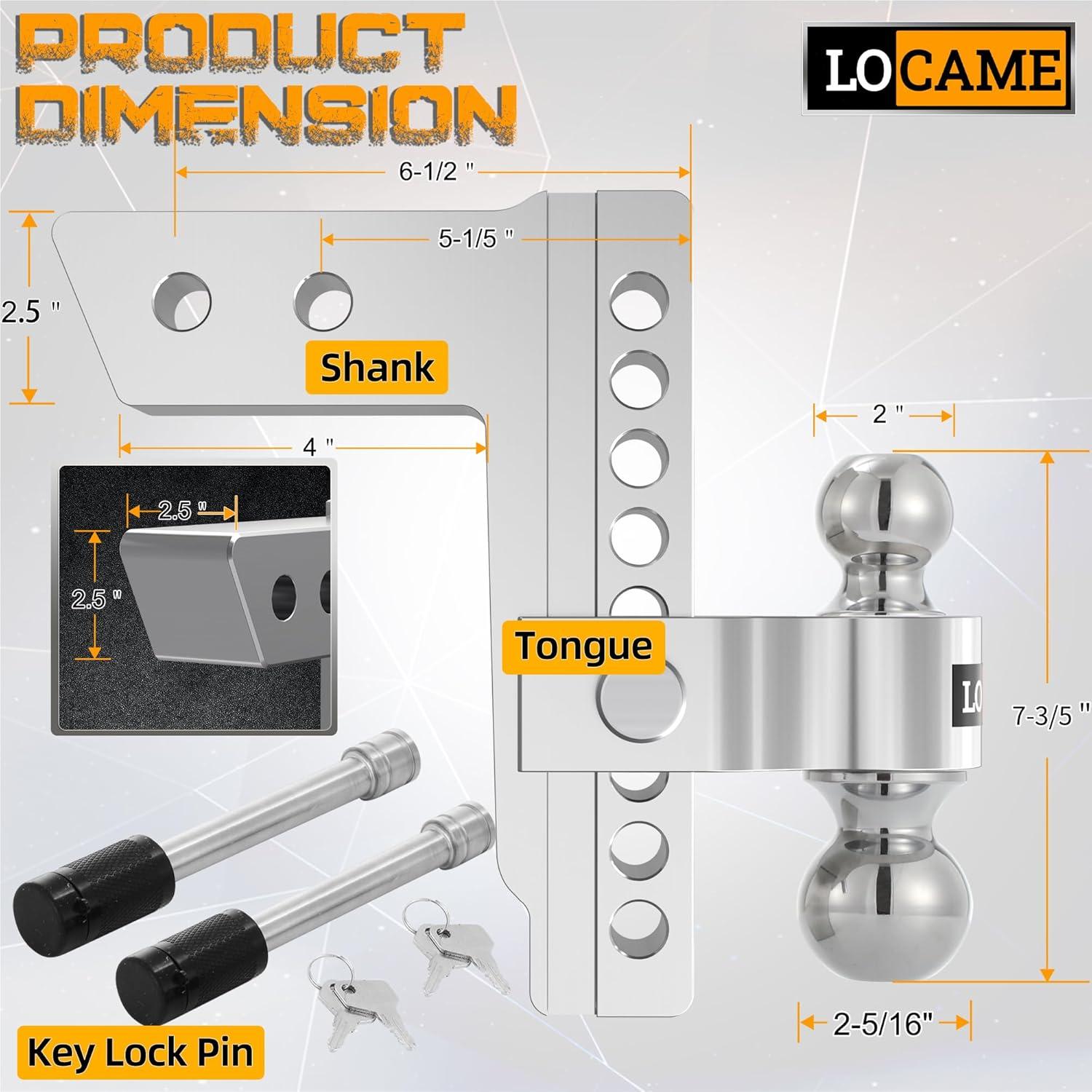 Enganche de Remolque Ajustable LOCAME LC0008 8" Aluminio 8,388 kg