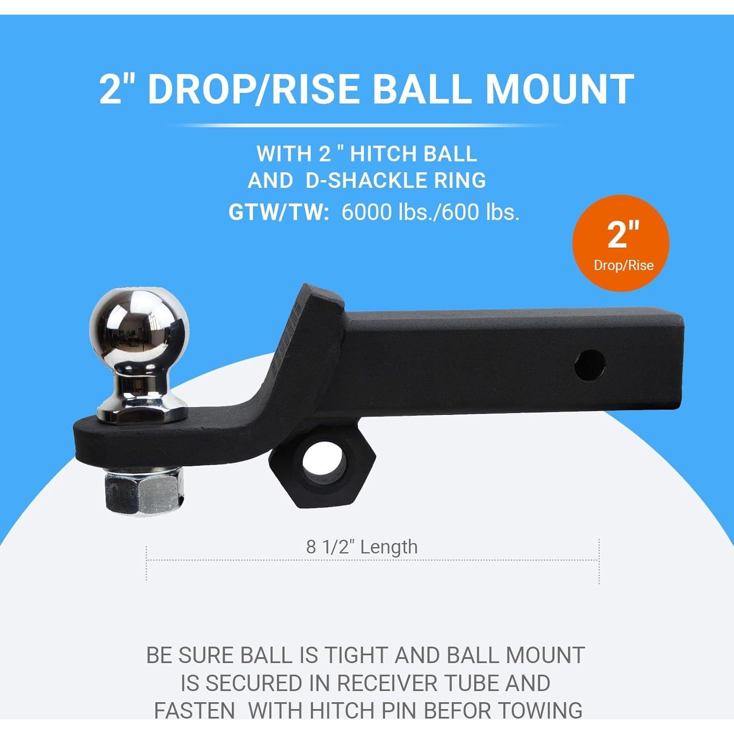 Soporte de bola de enganche de remolque REDTEE 6000 lbs