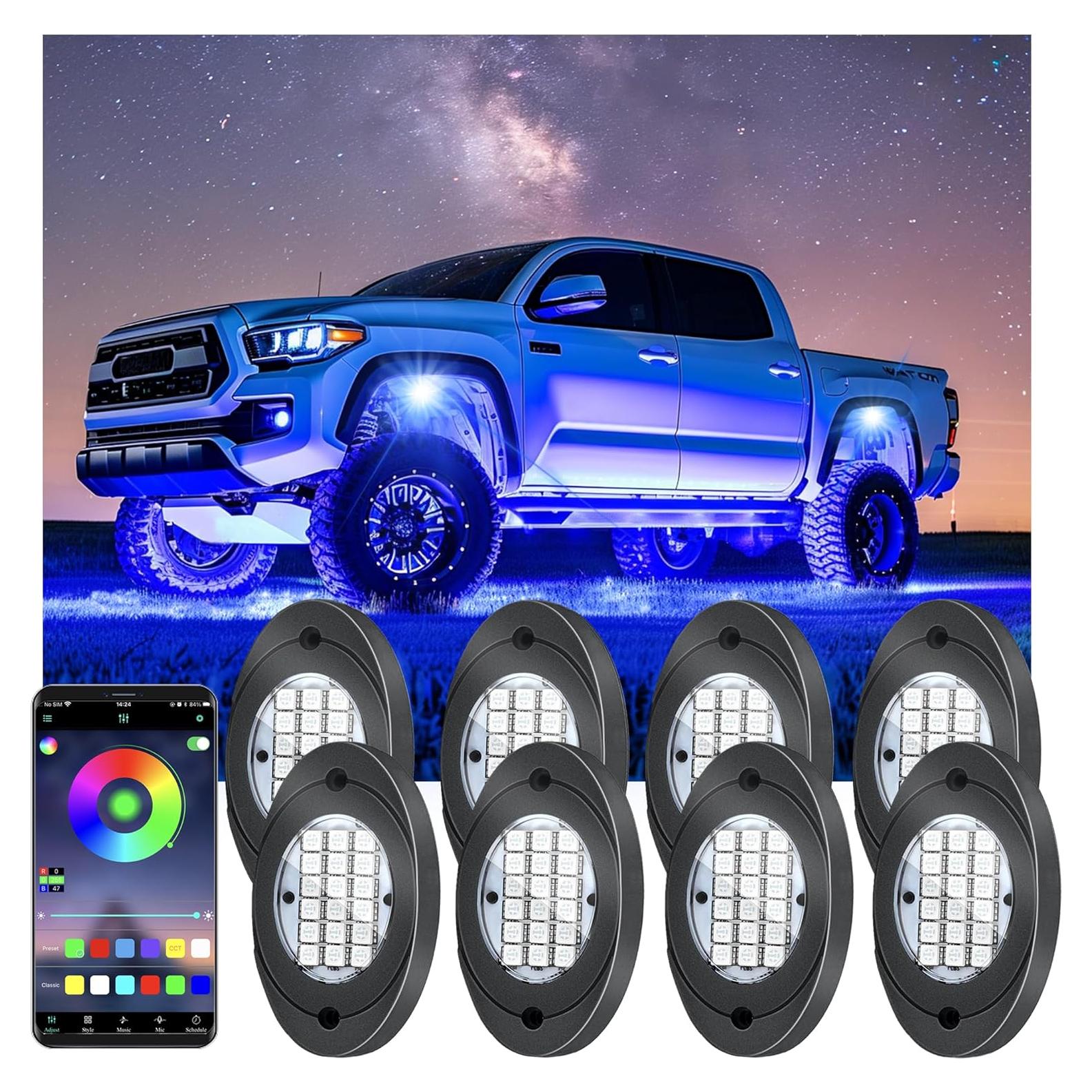Kit de Luces Rock LED RGB Fimker - 8 Pods Multicolor 12V
