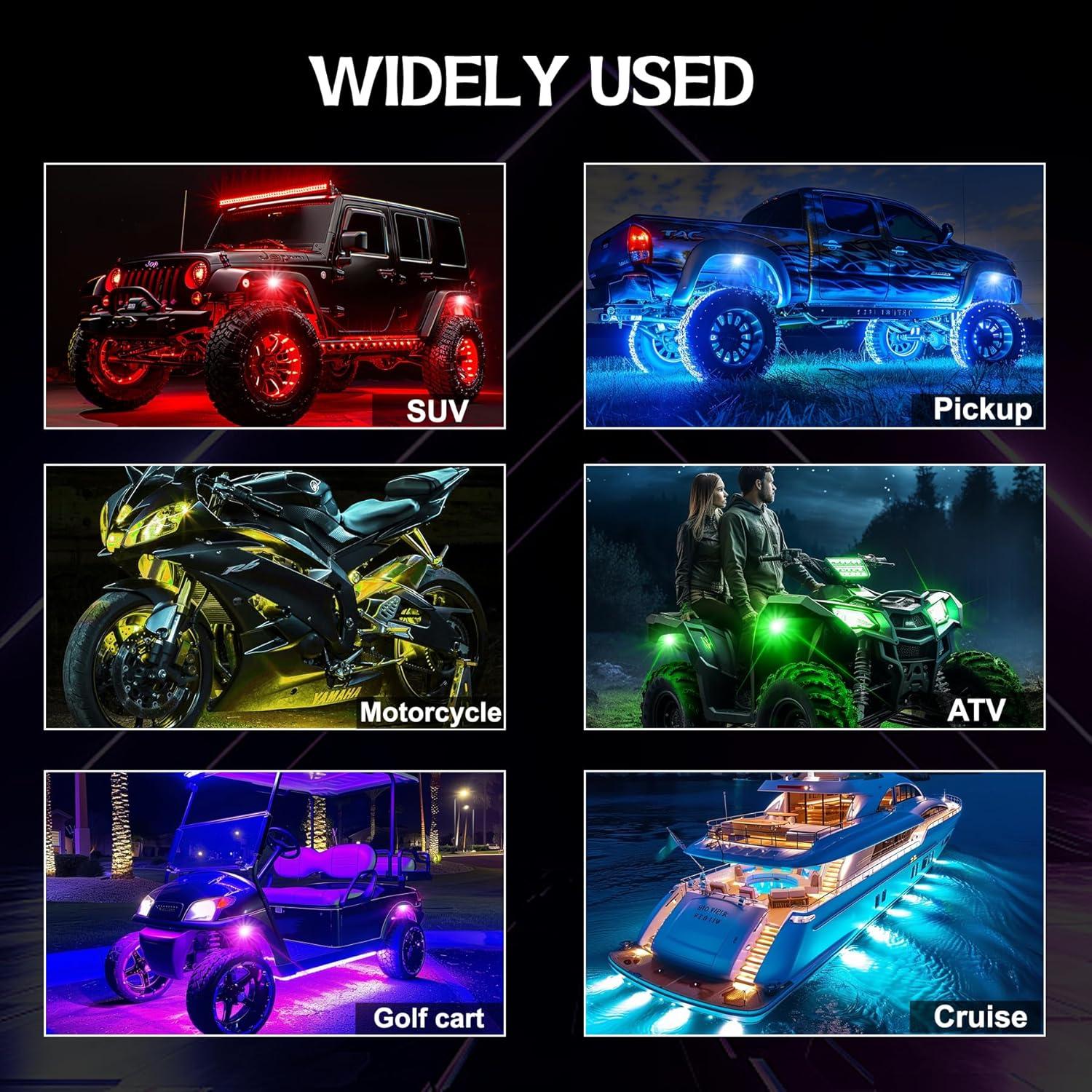 Kit de Luces Rock LED RGB Fimker - 8 Pods Multicolor 12V