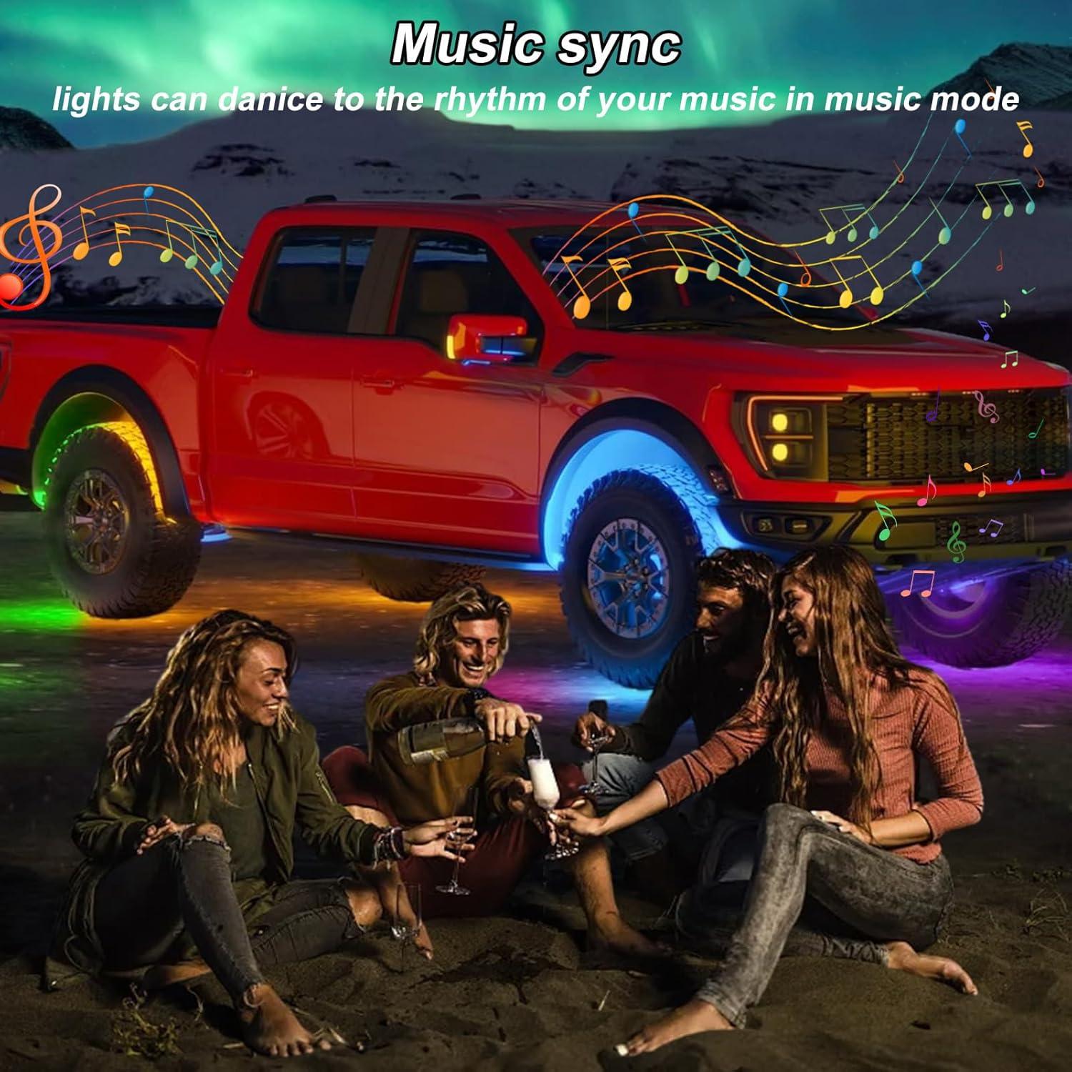 Luces LED Underglow Kairiyard RGB 4Pcs con Control APP