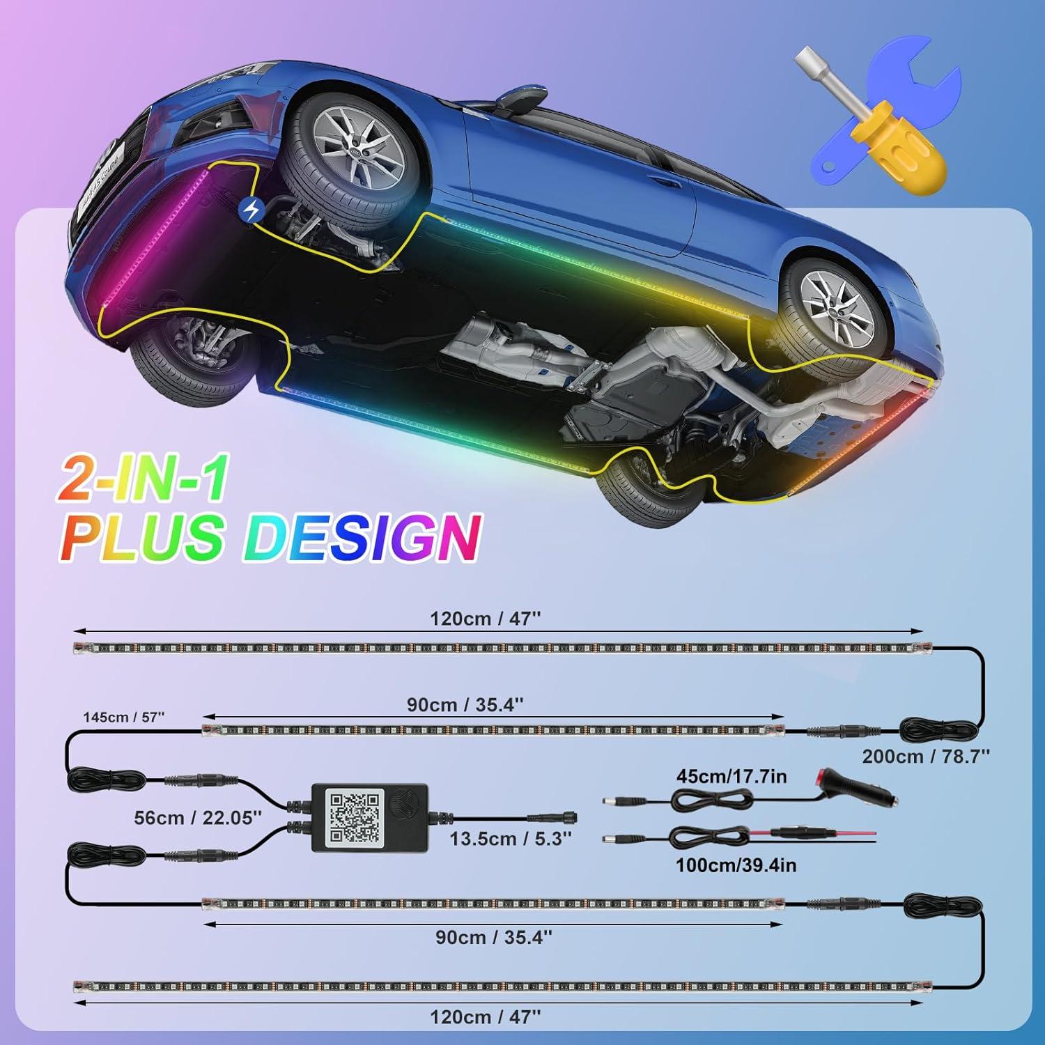 Luces LED Underglow Kairiyard RGB 4Pcs con Control APP